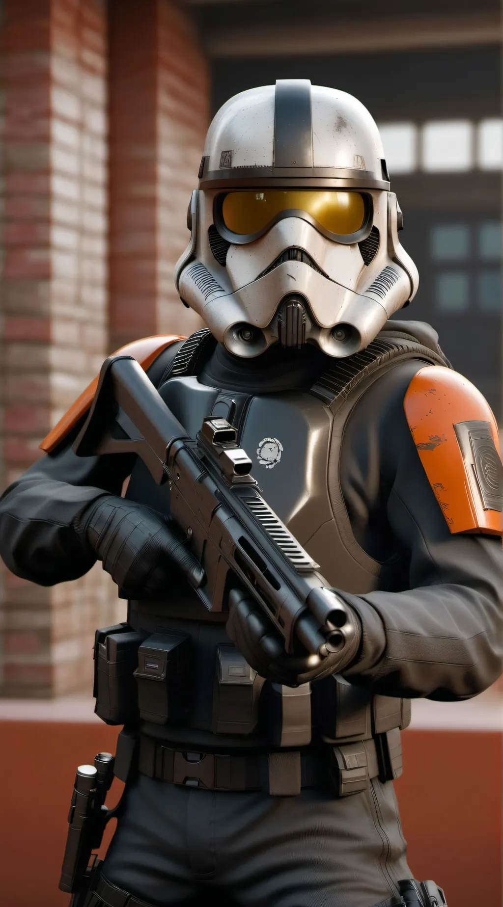 ai character: titan boombox man background