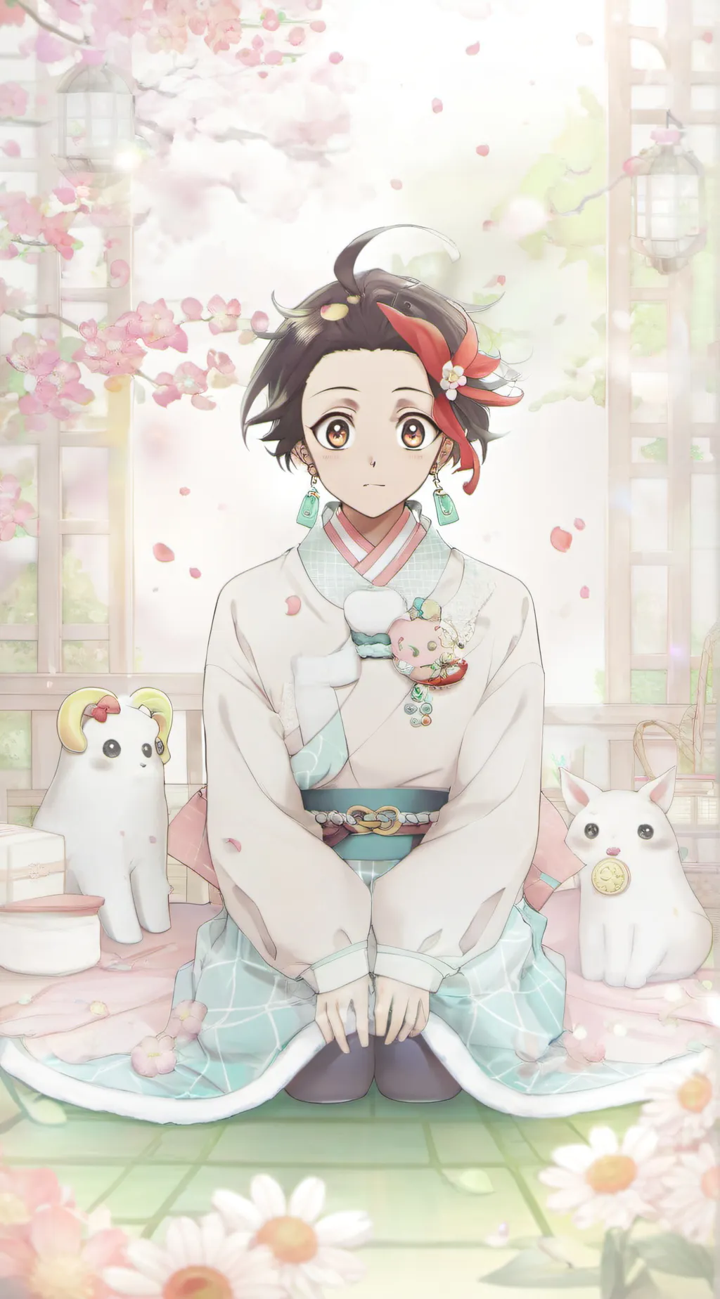 ai character: Tanjiro switched  background