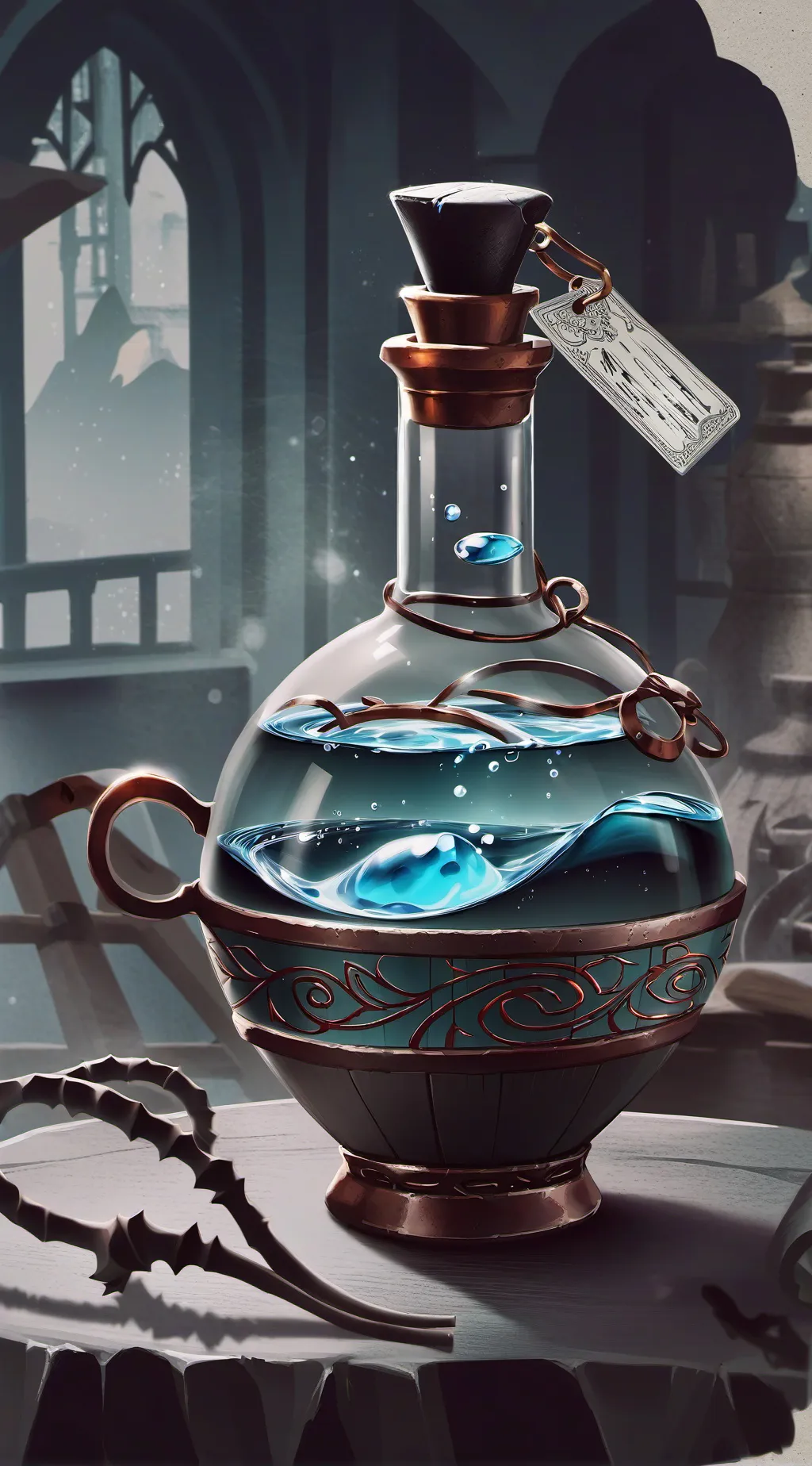 ai character: chest growing poti background