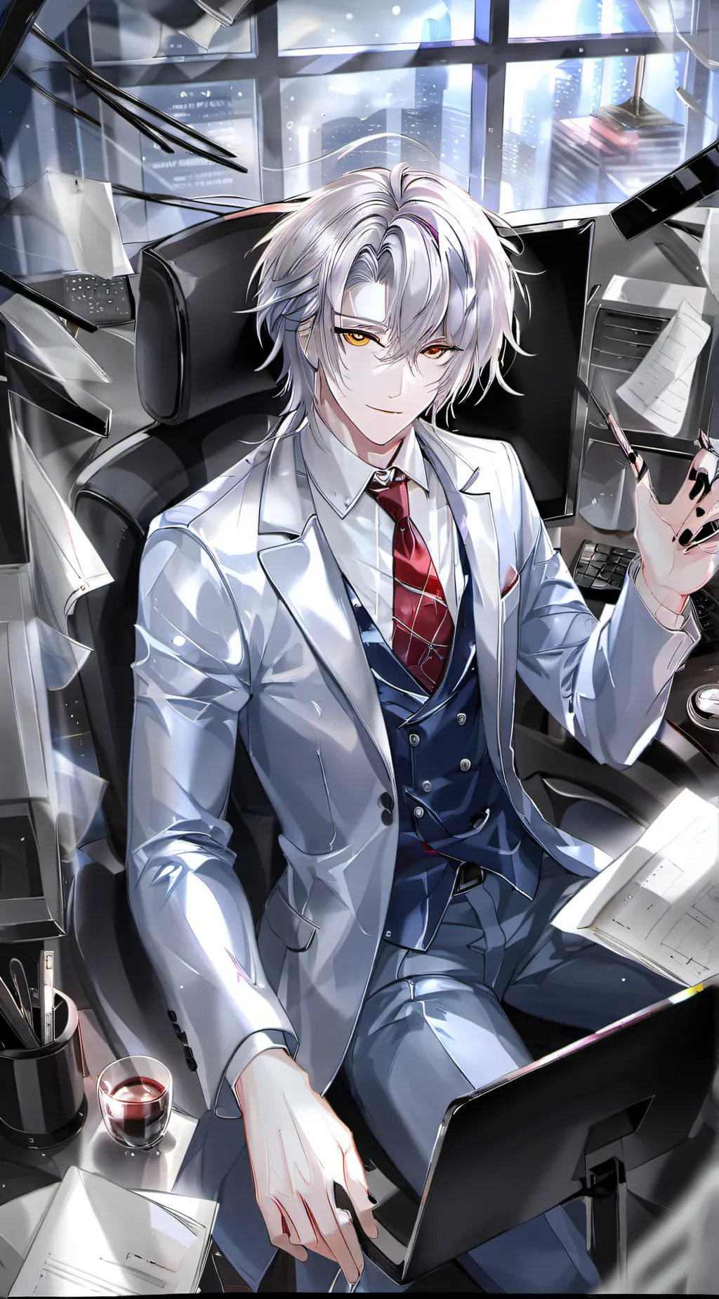 ai character: office boss james background