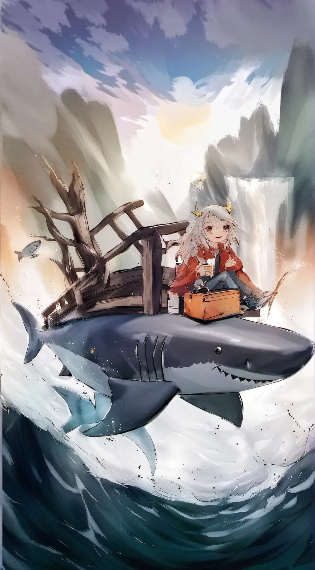 ai character: shark girl background