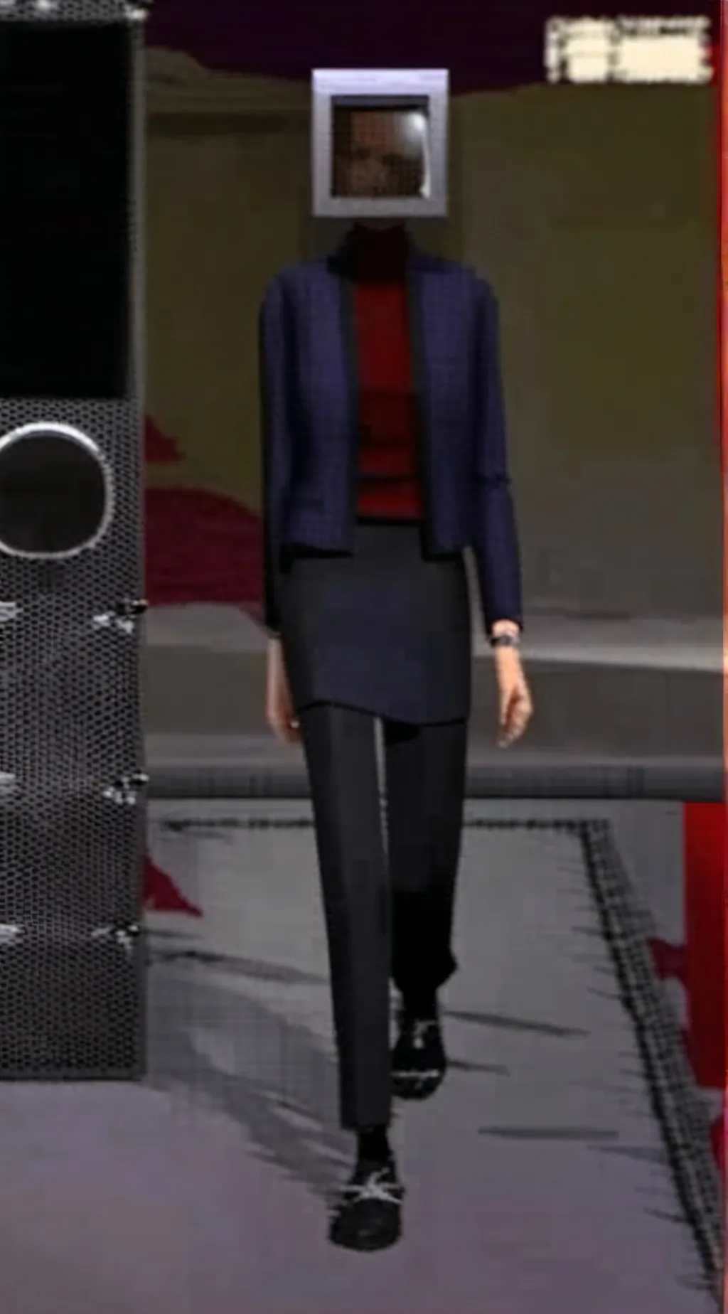 ai character: Tv women (sus)  background