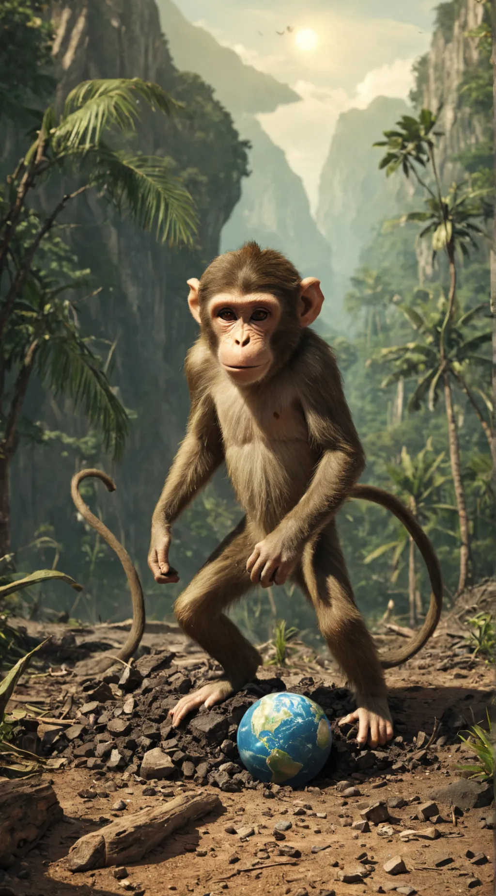 ai character: funny monkey  background