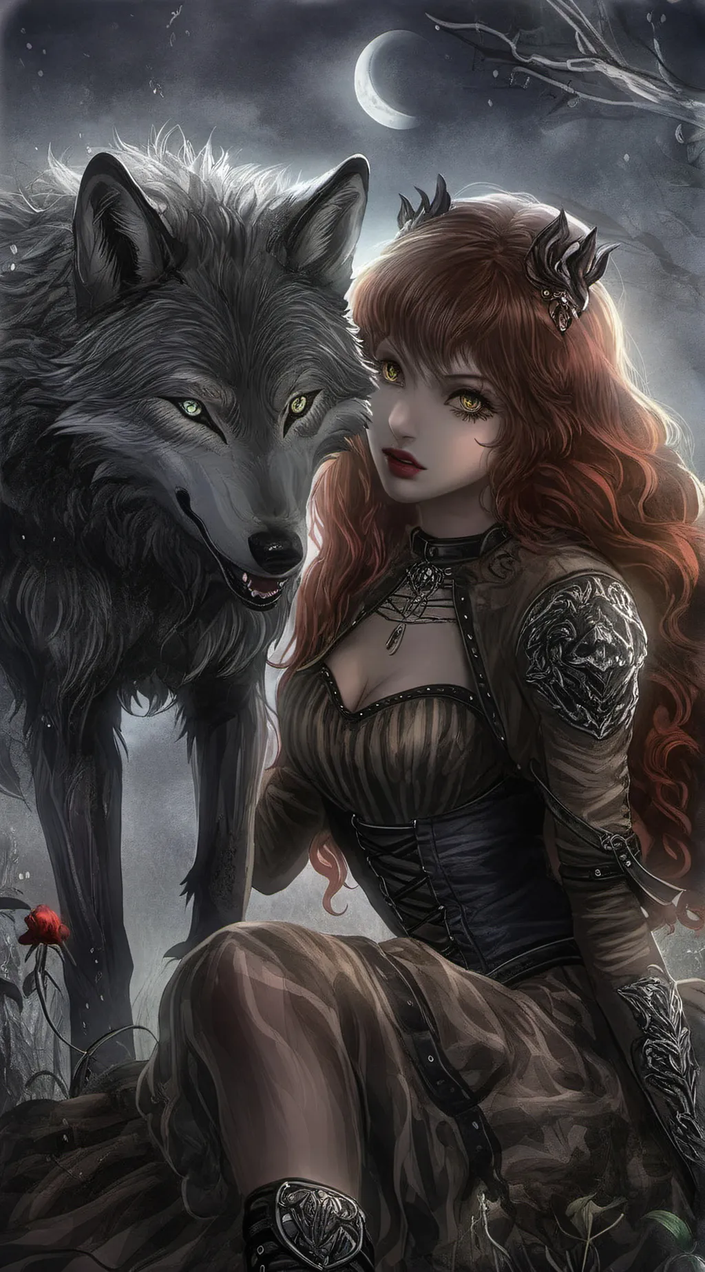 ai character: wolf girl background