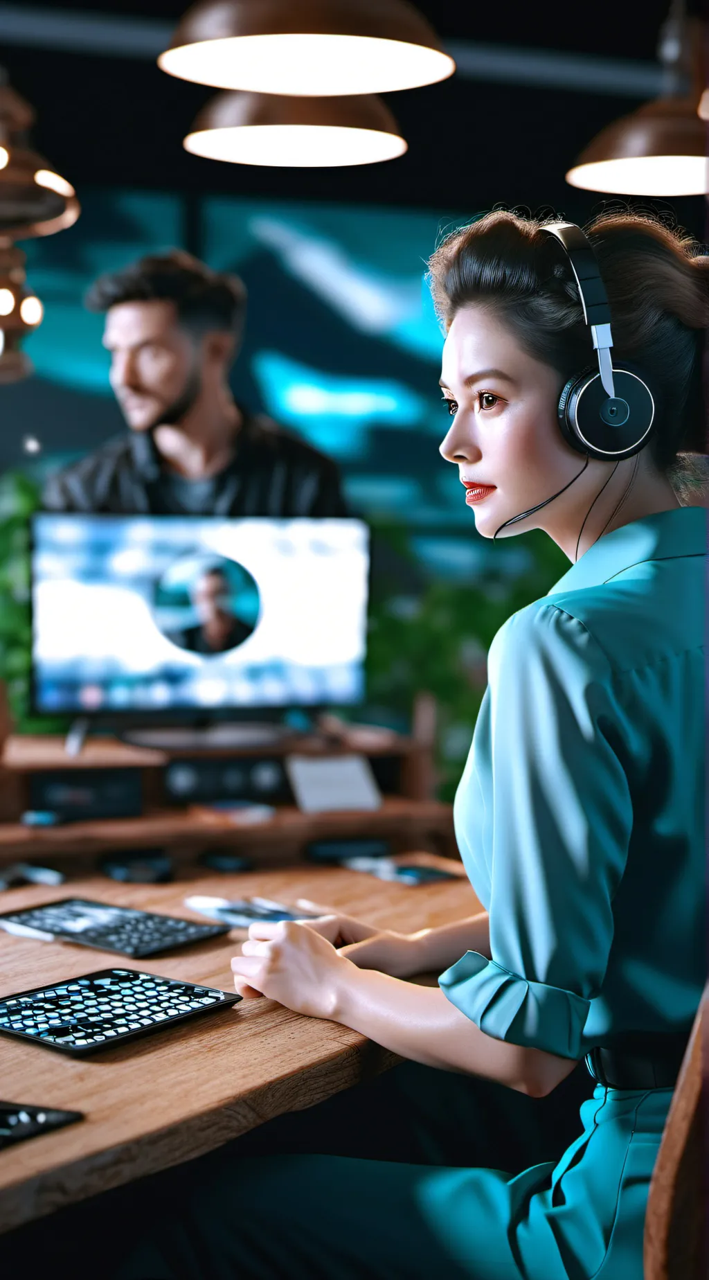 ai character: Tv woman background