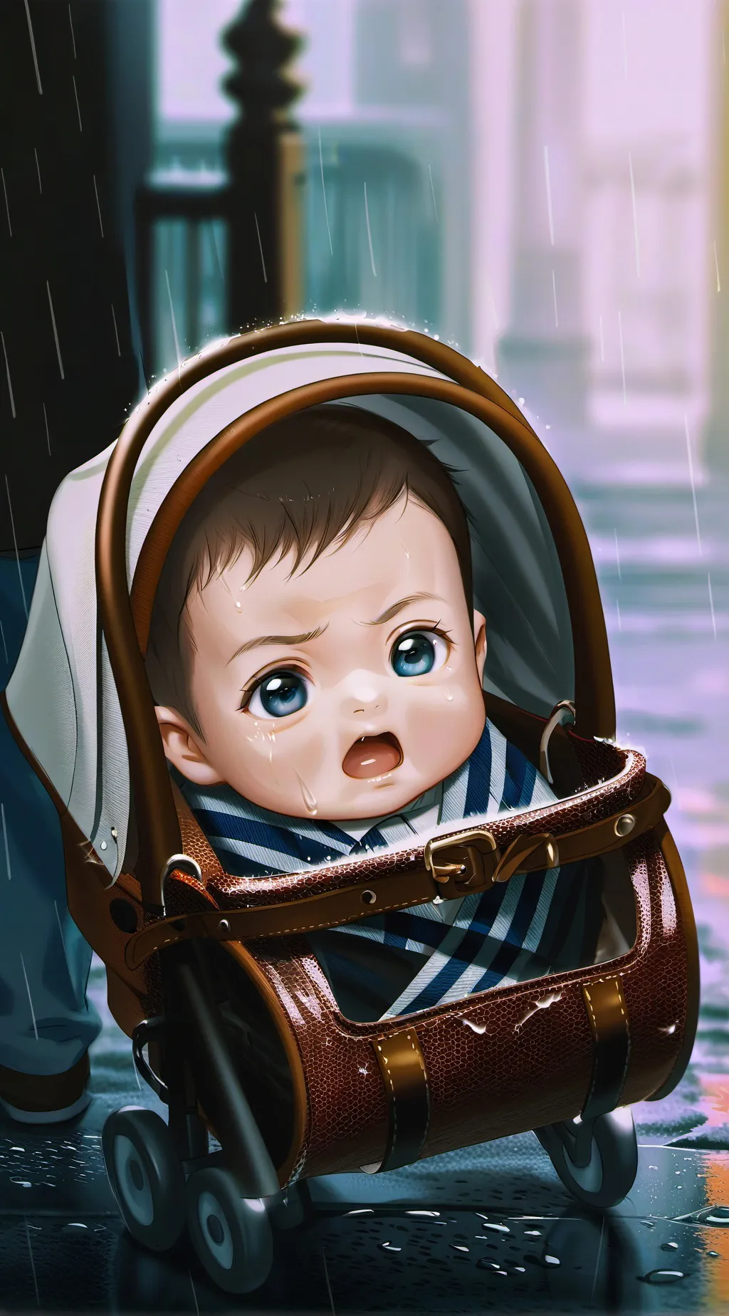 ai character: abandoned baby background