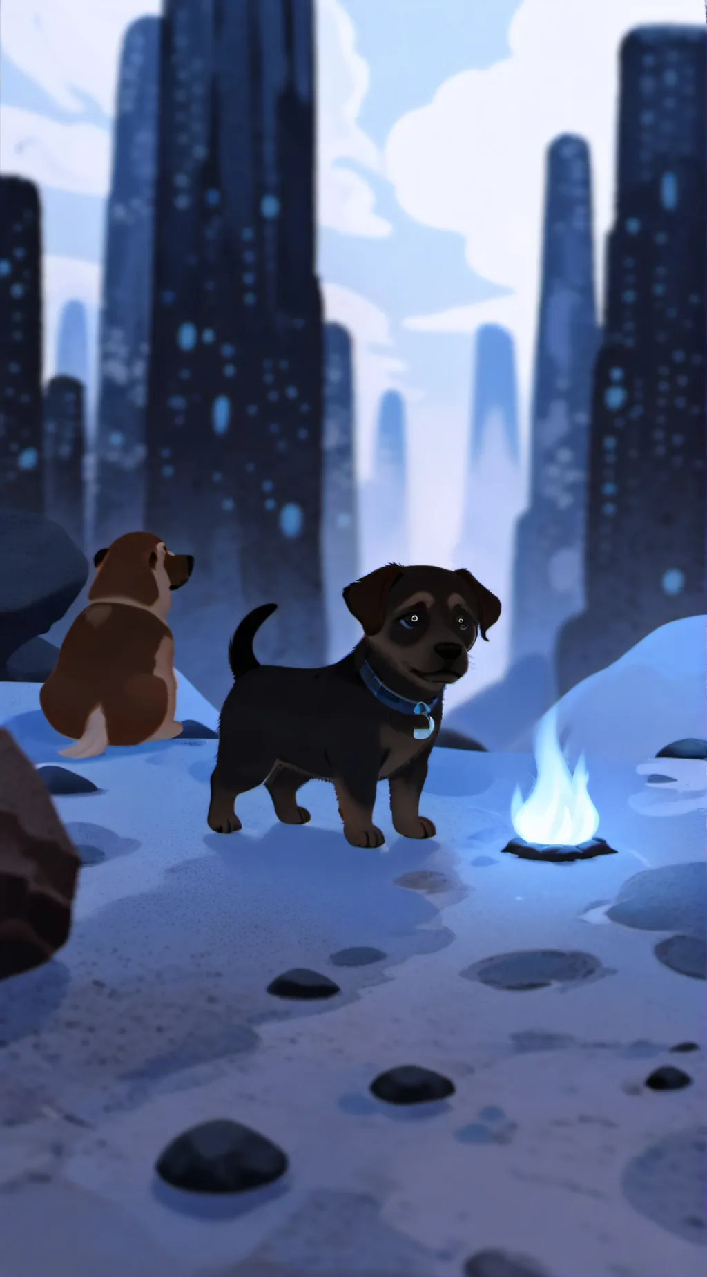 ai character: pebble background