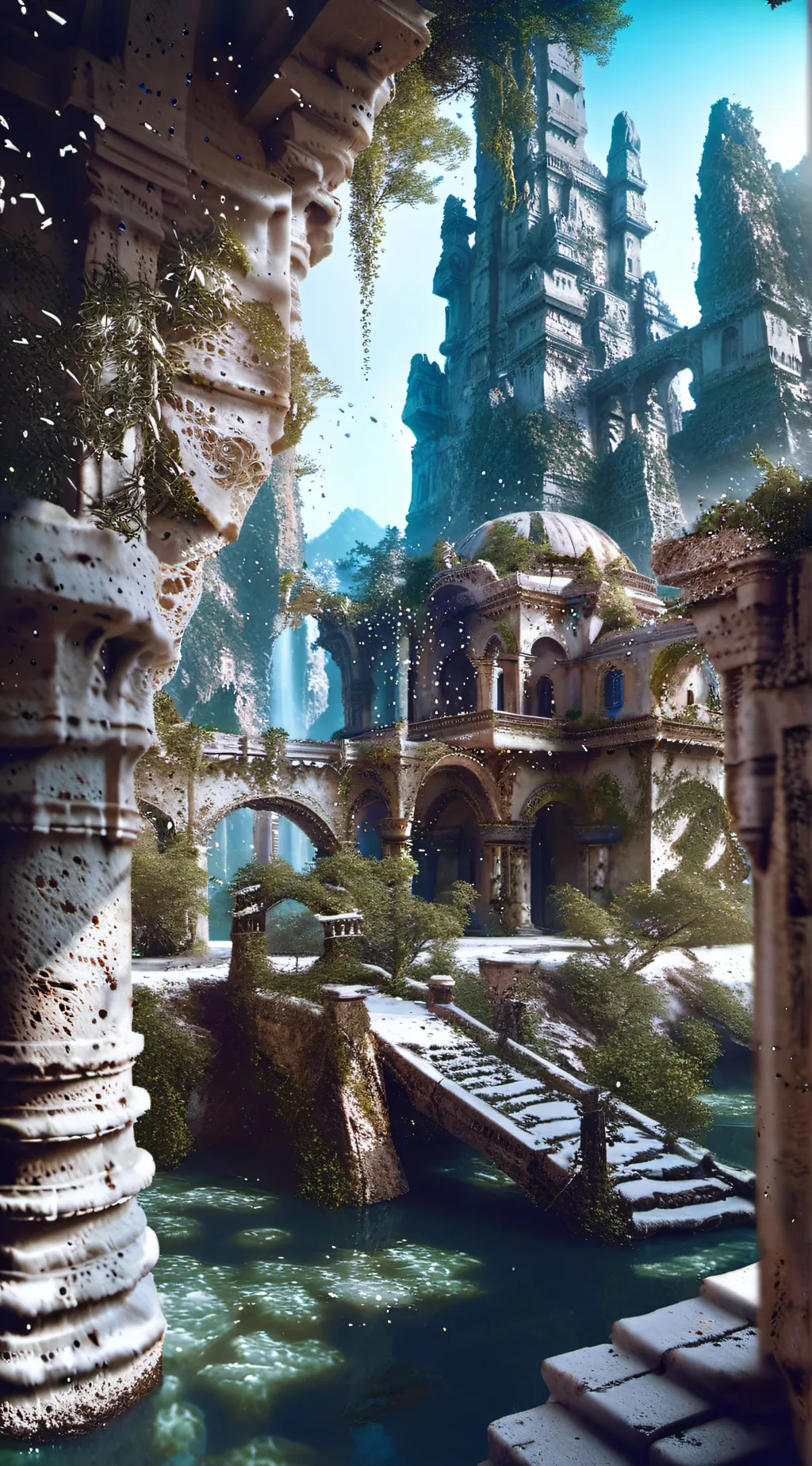 ai character: abandond city background