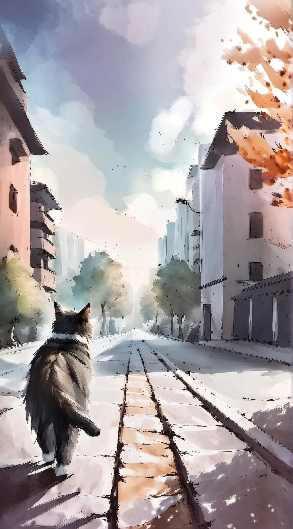 ai character: Cat in the city background