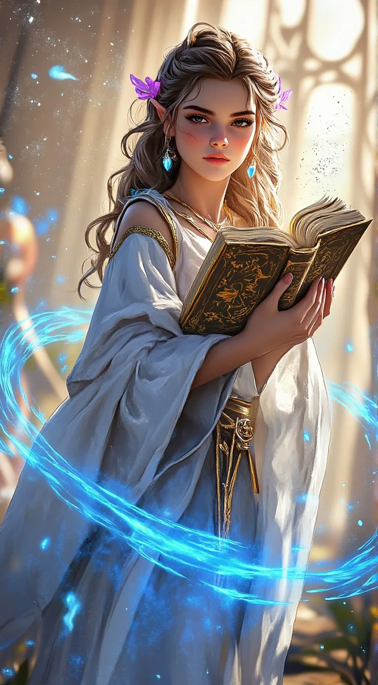 ai character: magical book background
