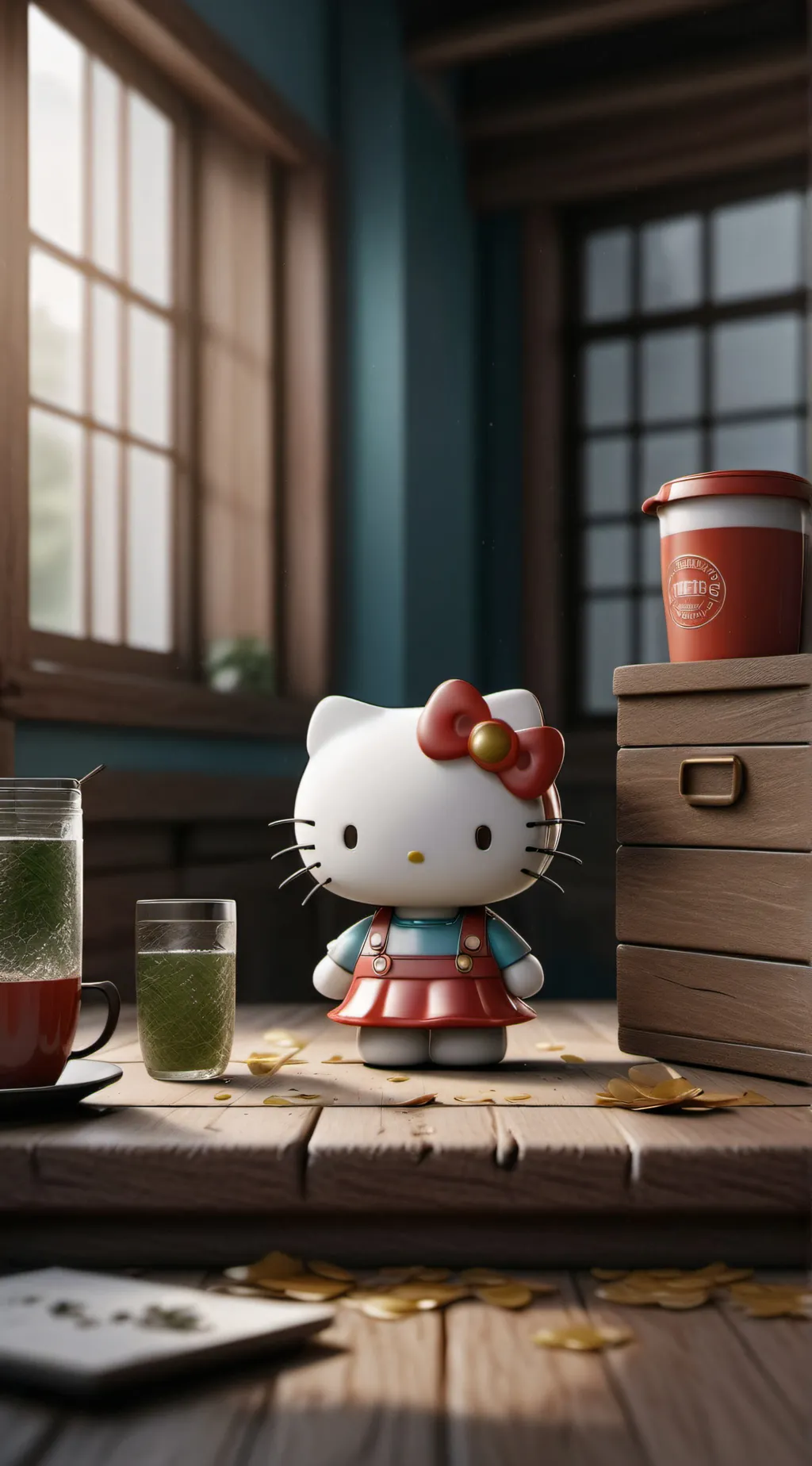 ai character: Hello kitty  background