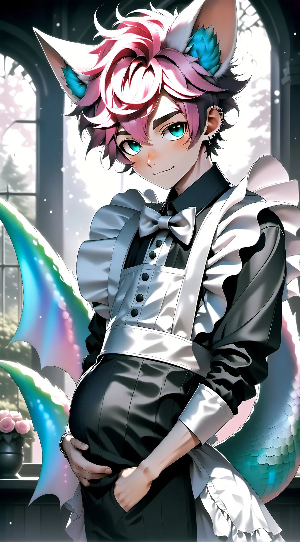 ai character: Pregnant Uwu Cat background