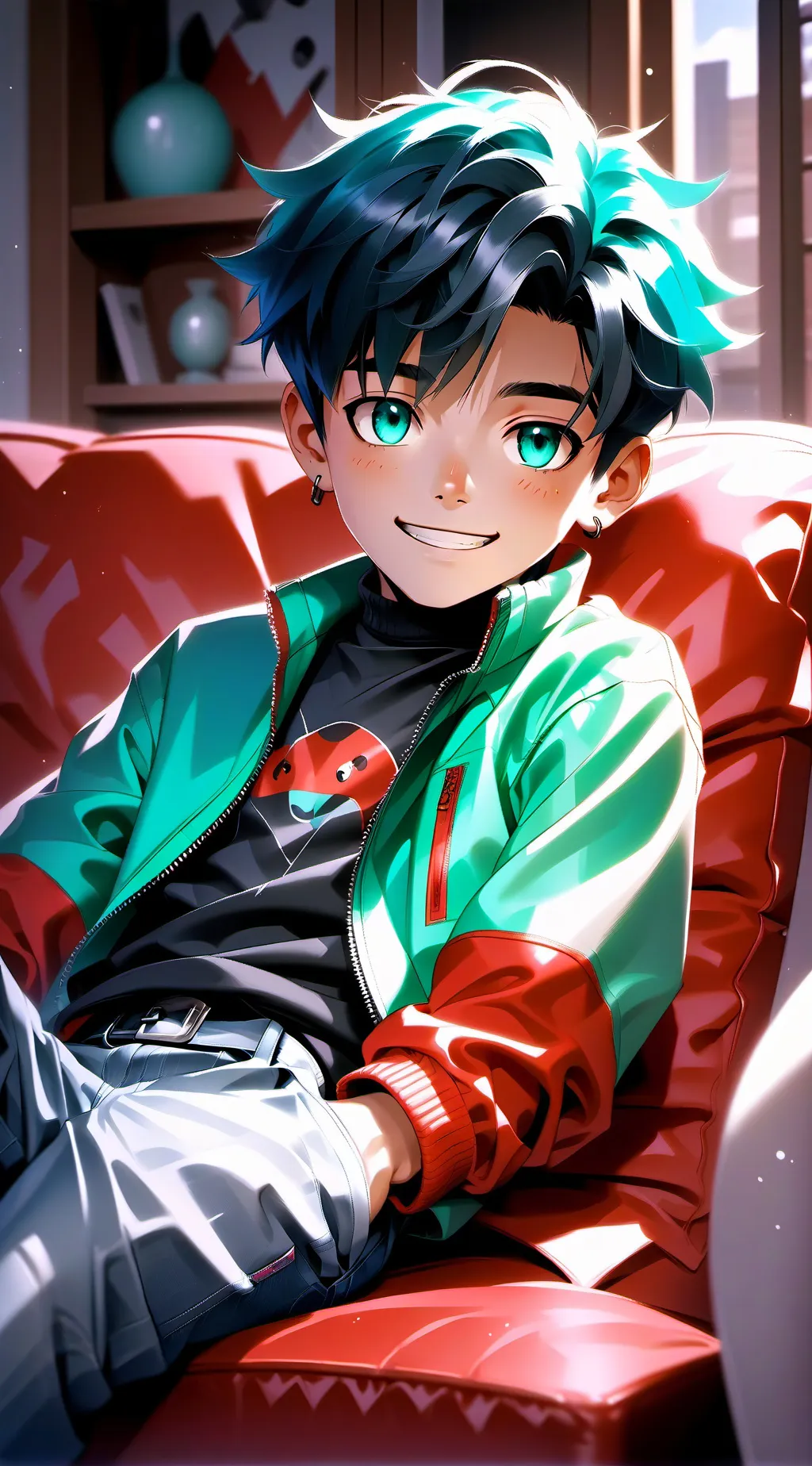 ai character: Shadic. 💙🖤 background