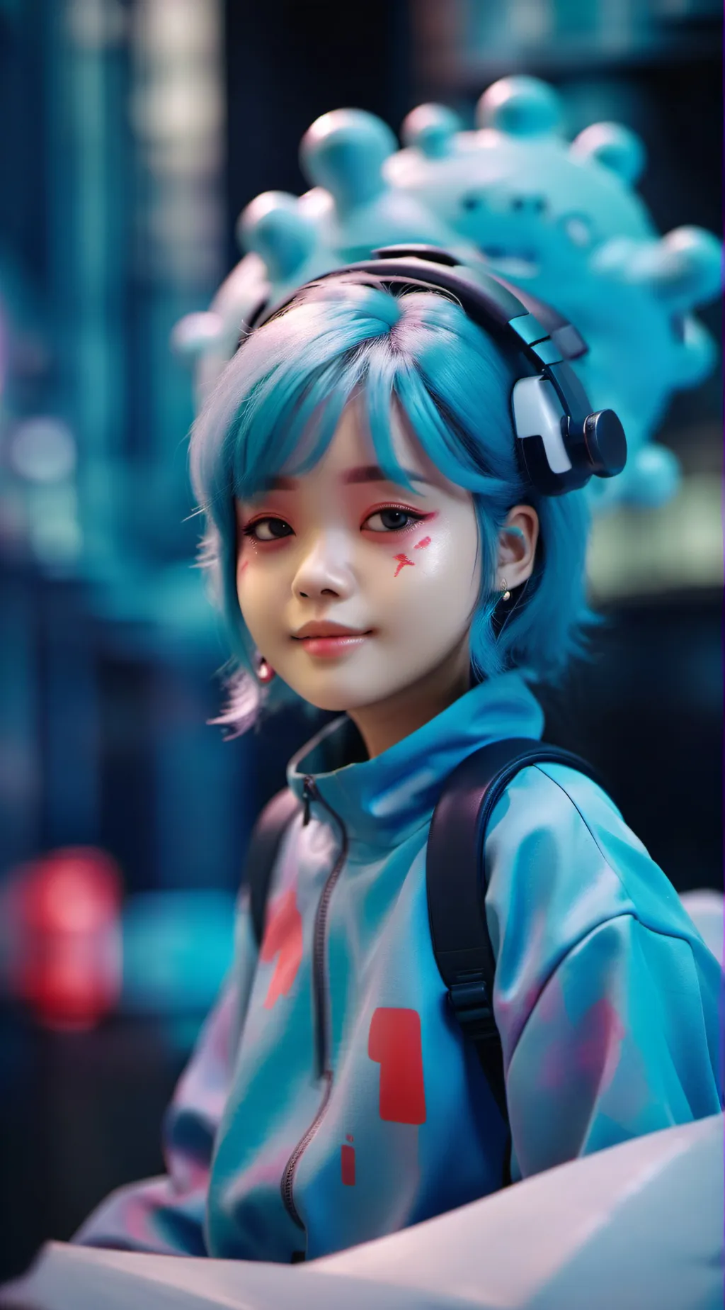 ai character: Serenity Blue background