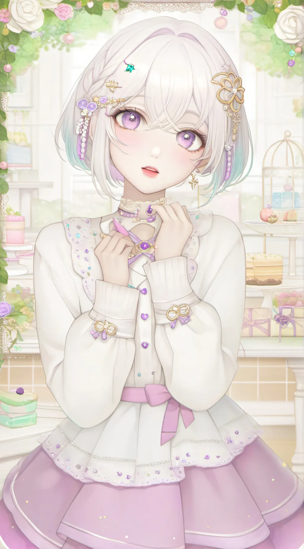ai character: Lavender background