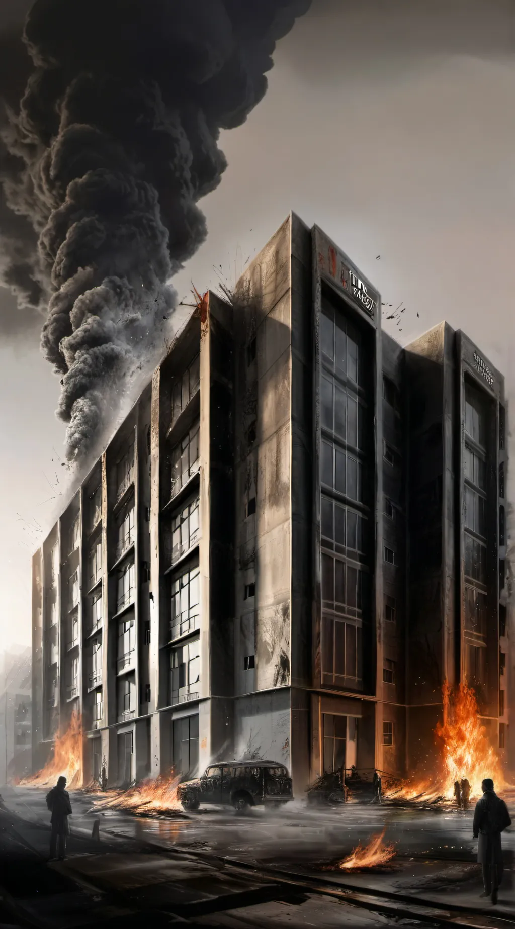 ai character: School is on fire  background