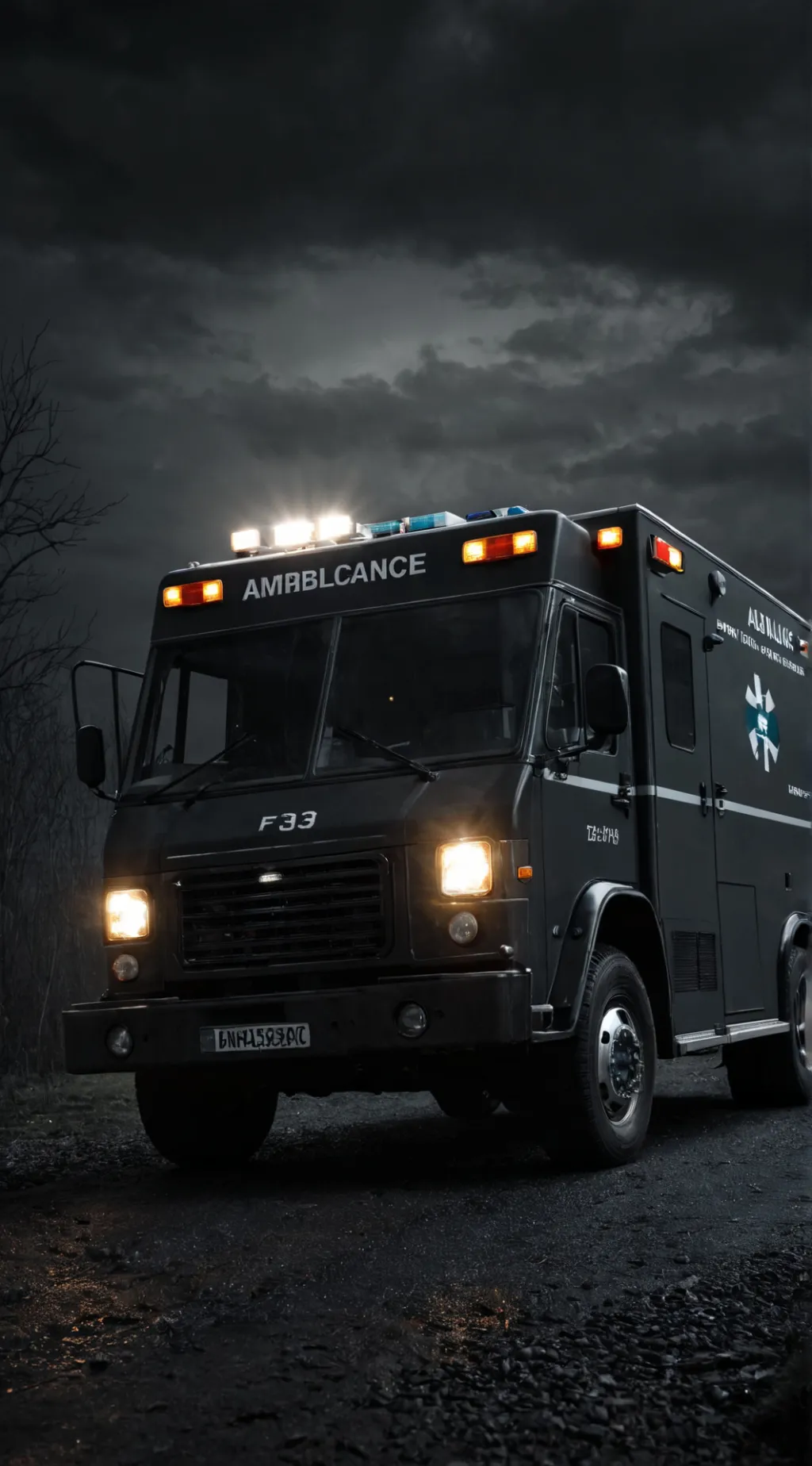 ai character: Black ambulance  background