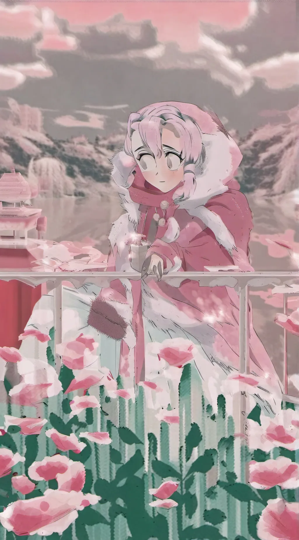 ai character: 🍓 🍰 mitsuri🍰 🍓  background