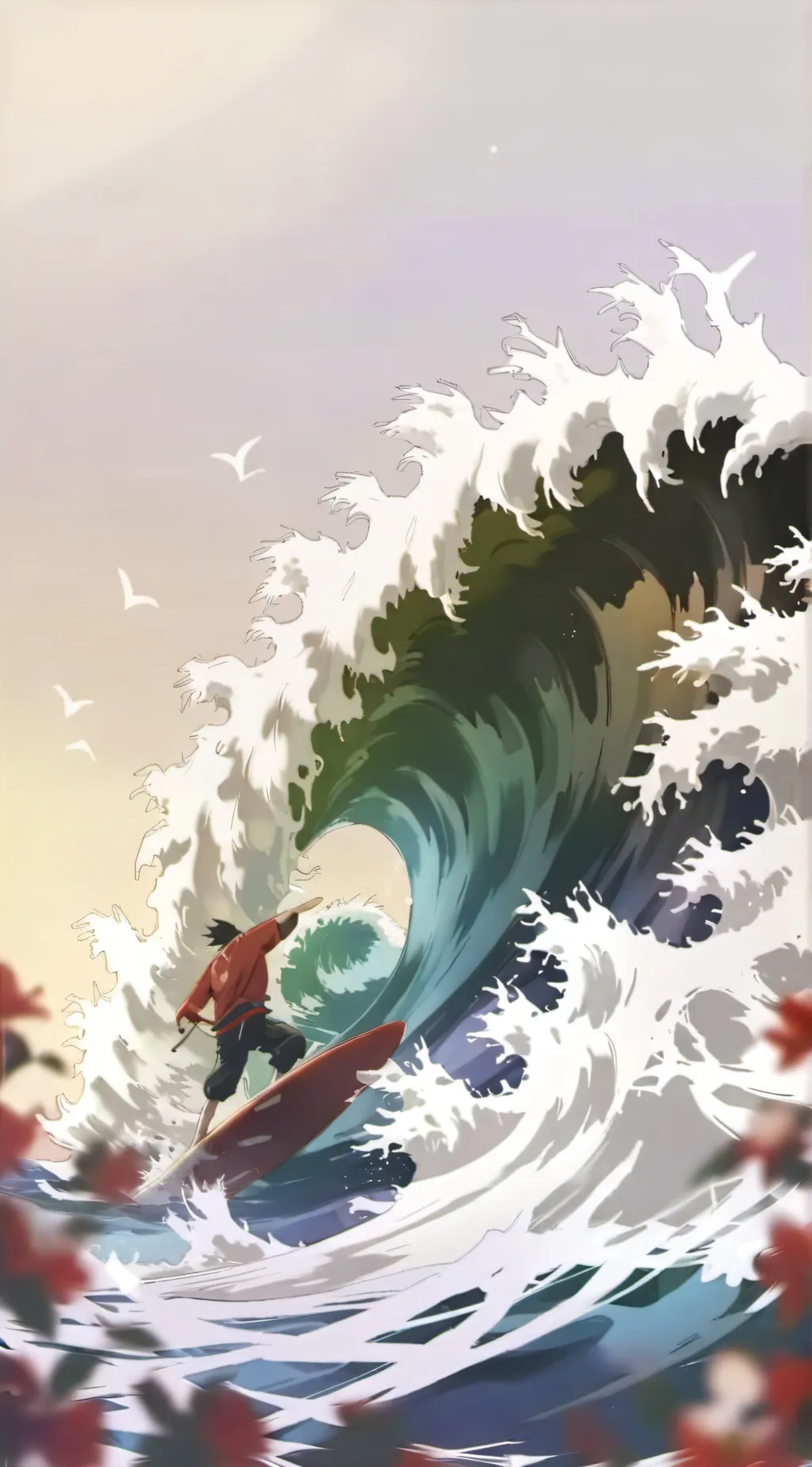 ai character: Tsunami warning background