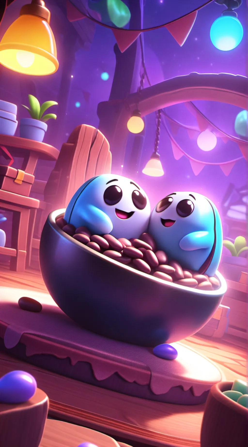 ai character: Emo bean  background