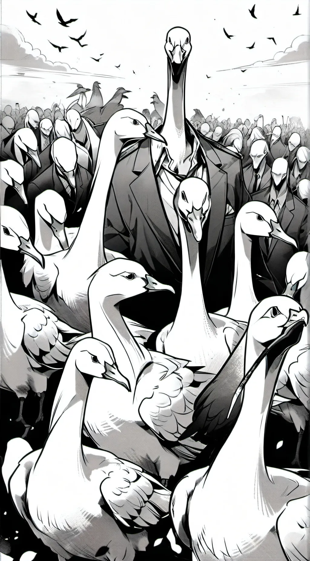 ai character: goose army background