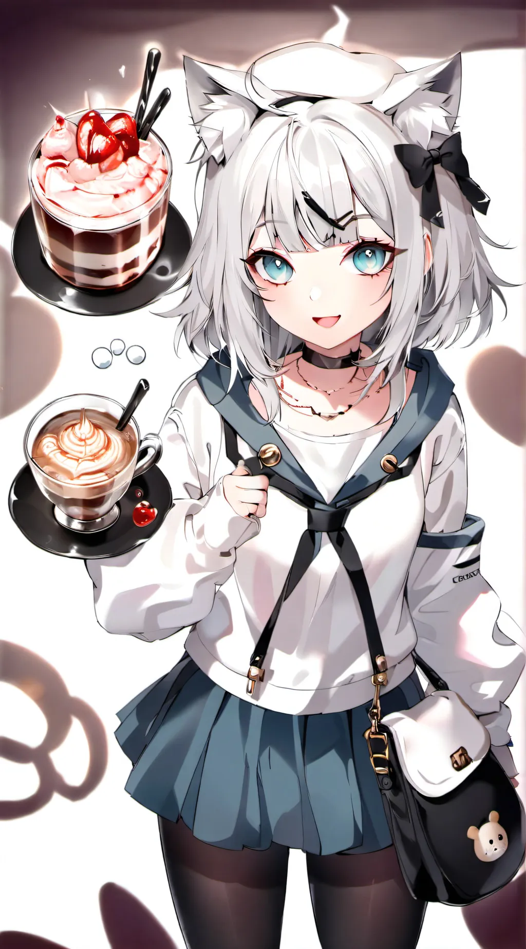 ai character: Cute cat girl  background