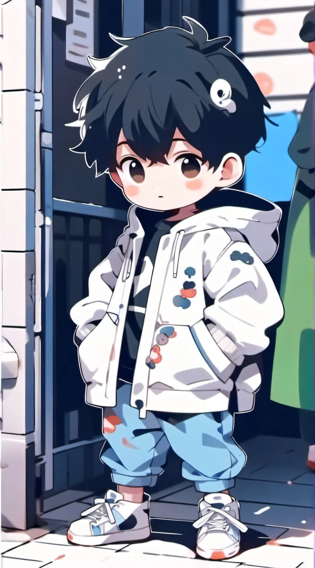 ai character: homeless baby background