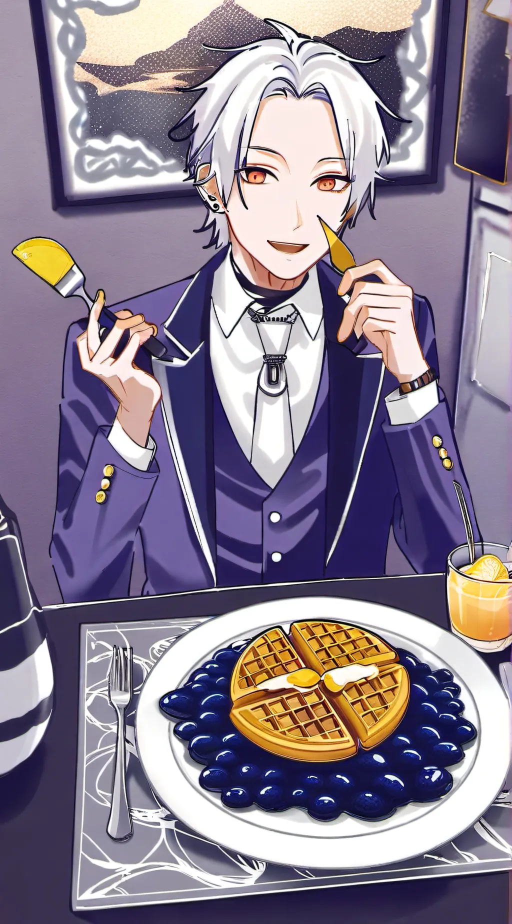 ai character: waffle asdf background