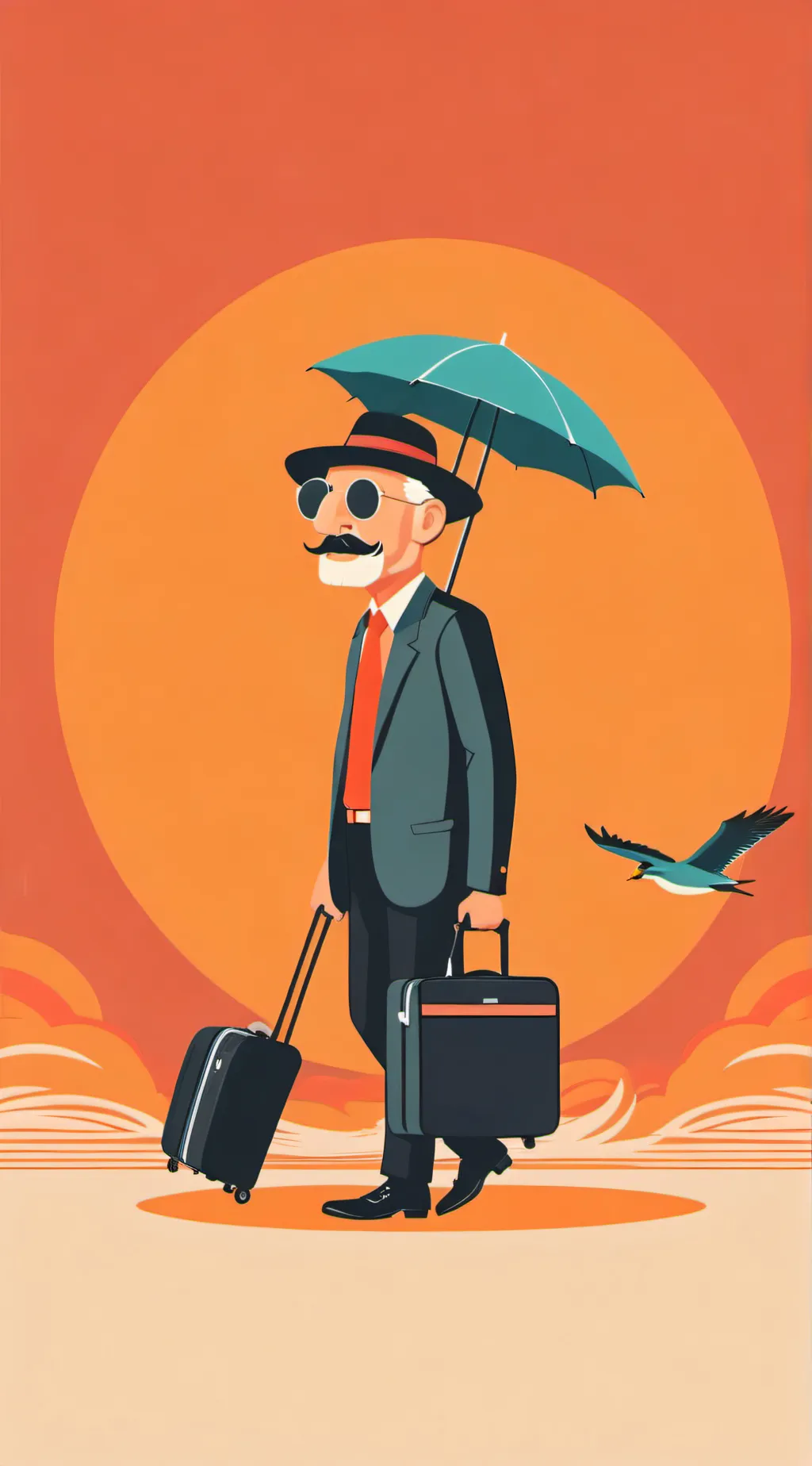 ai character: uncle Samsonite  background