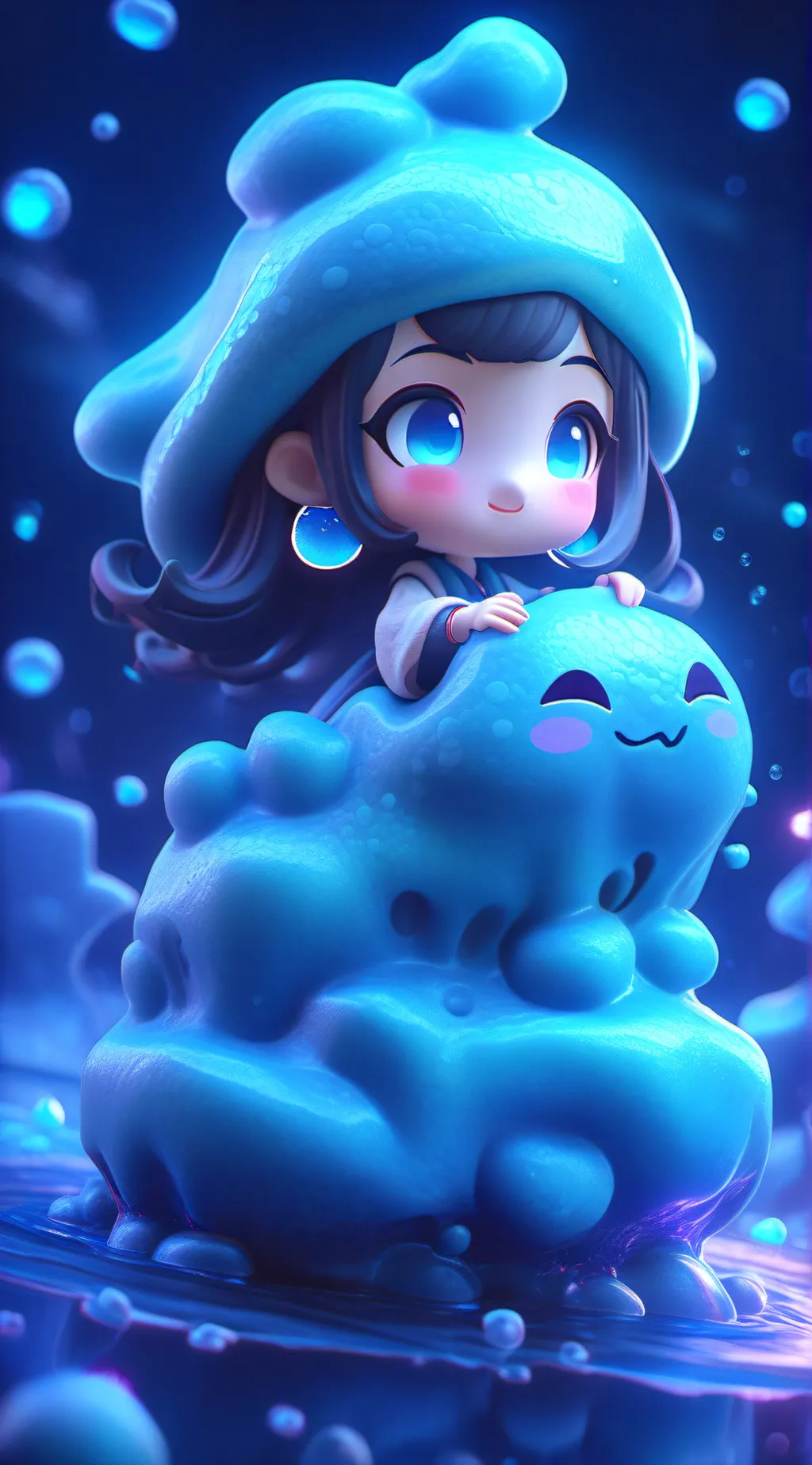 ai character: slime girl  background