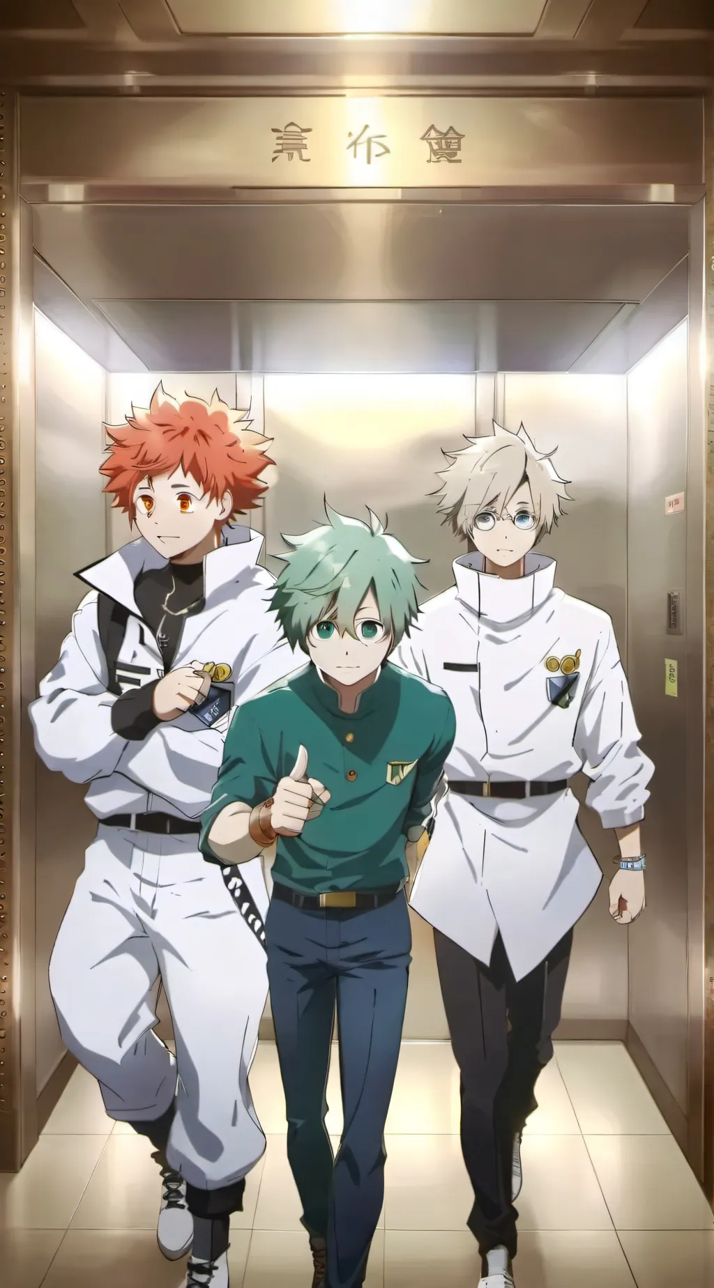 ai character: MHA elevator background