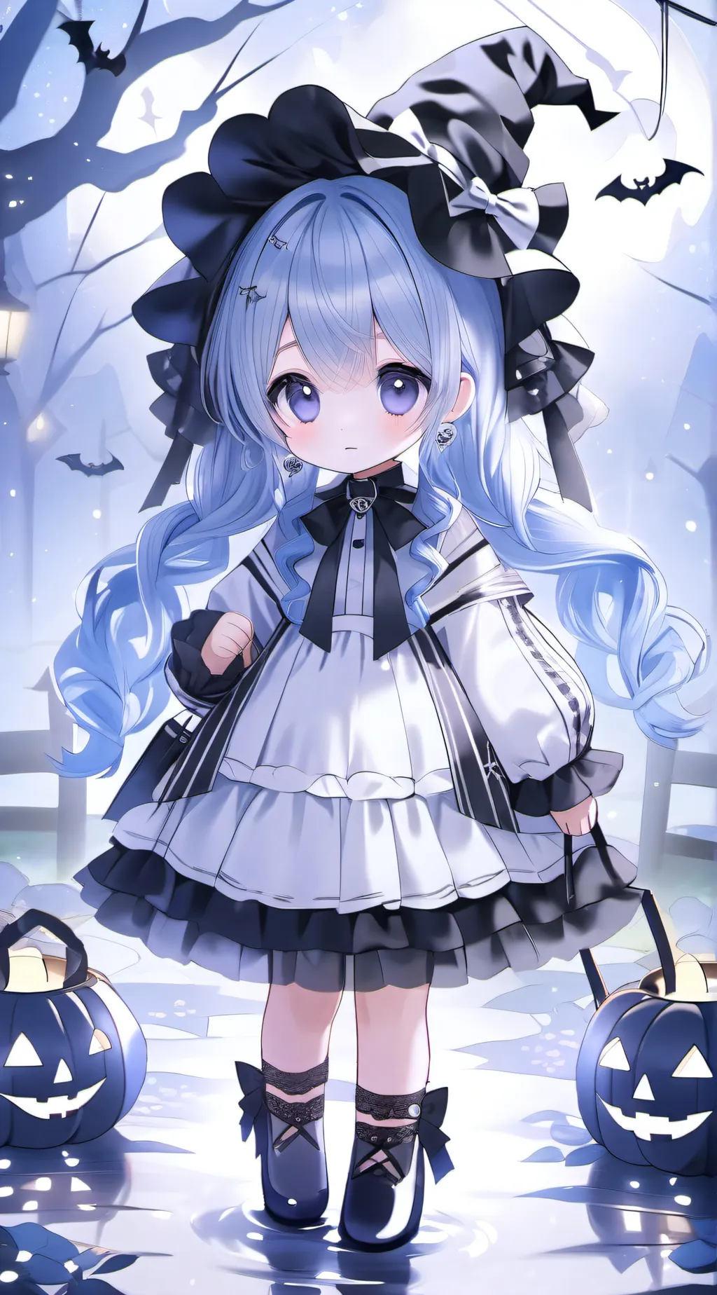 ai character: Halloween baby  background