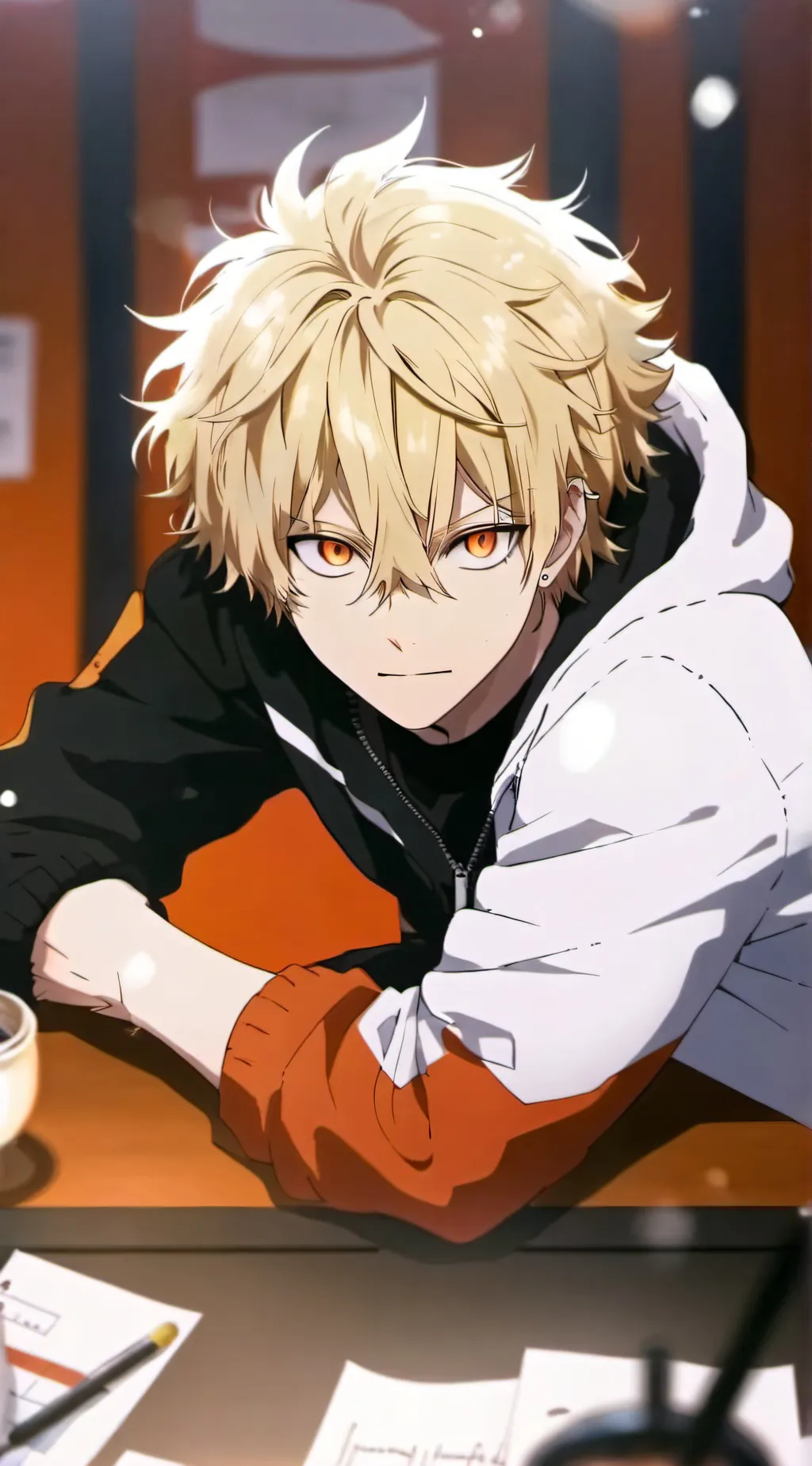 ai character: Bakugo kissing you background