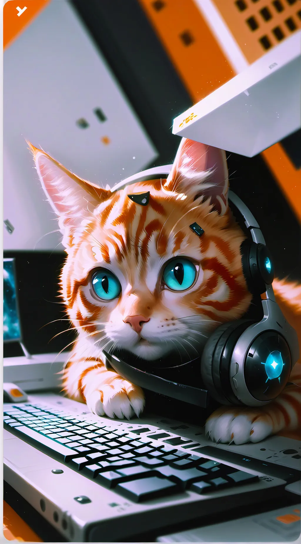 ai character: GlitchByte background