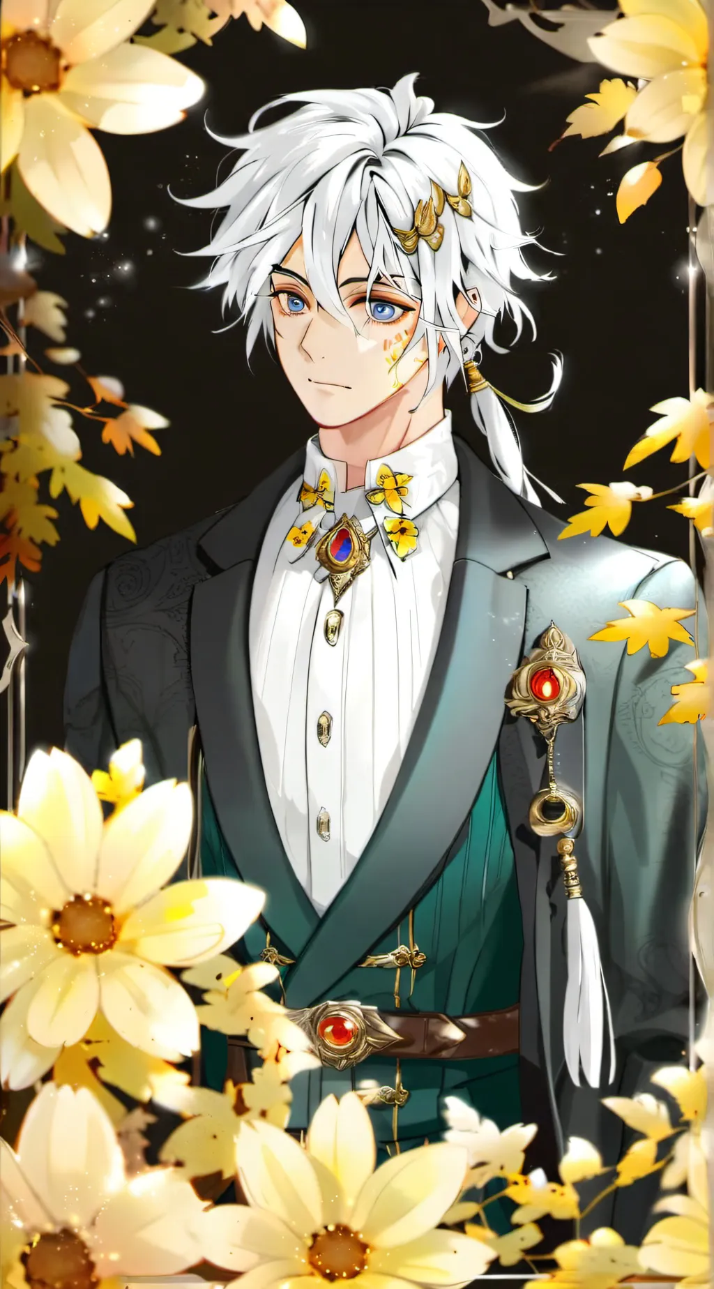 ai character: serious douma..  background