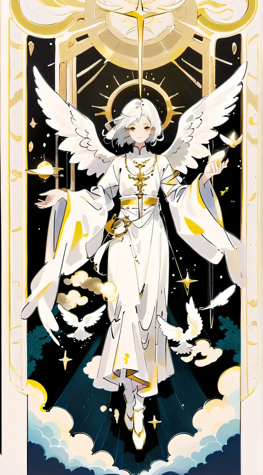 ai character:  HH in heaven background