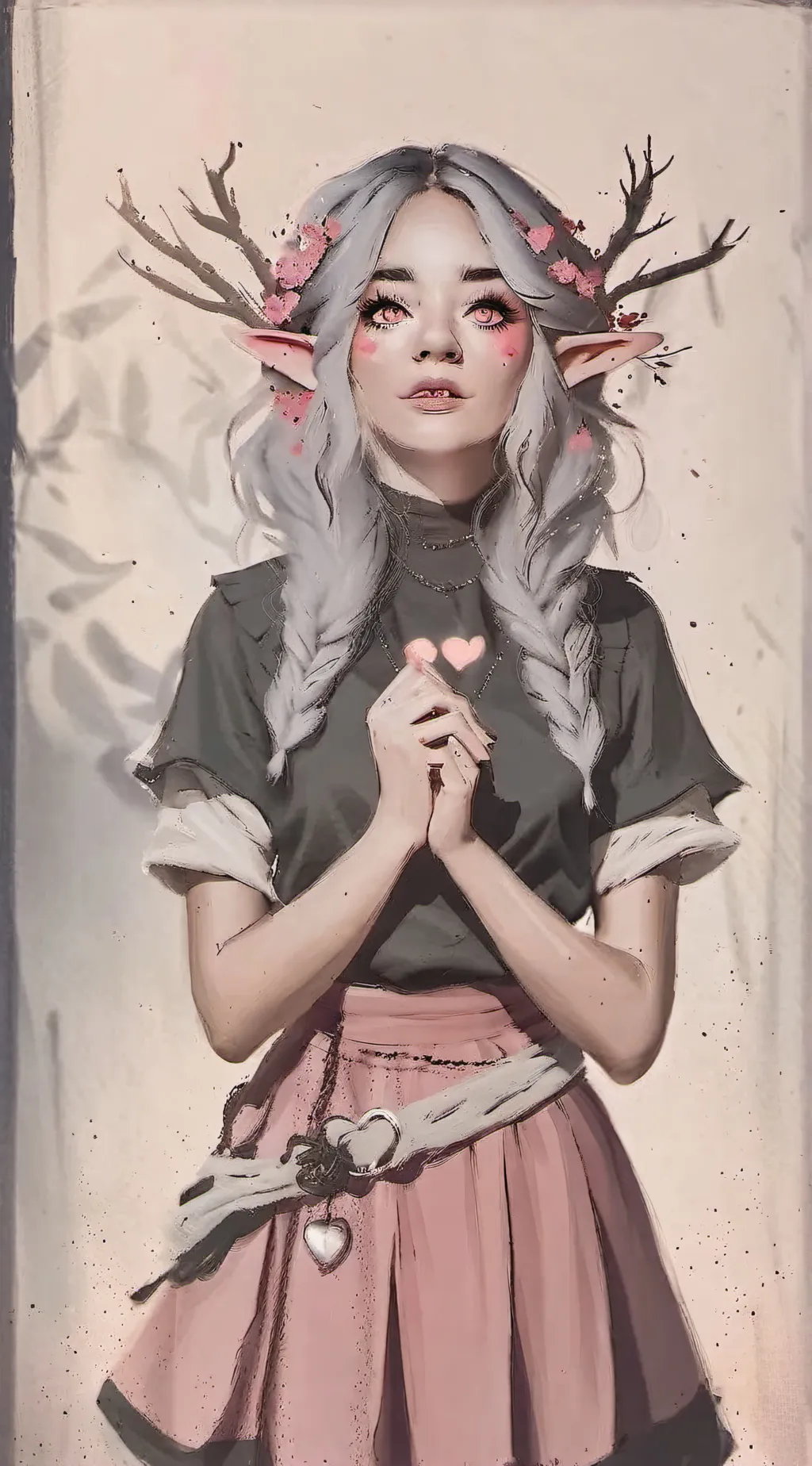 ai character: elf girl ruby background