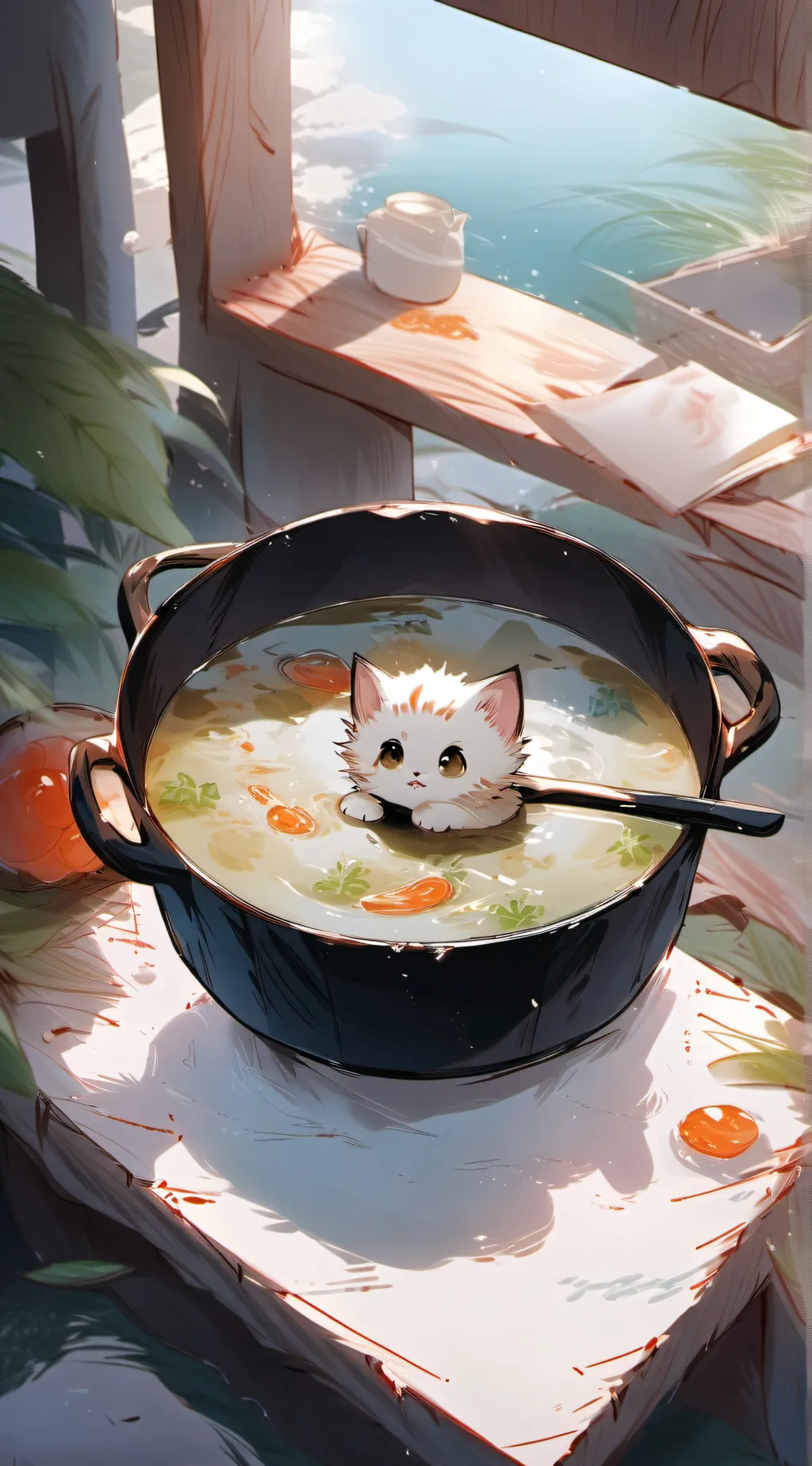 ai character: Cat restaurant background