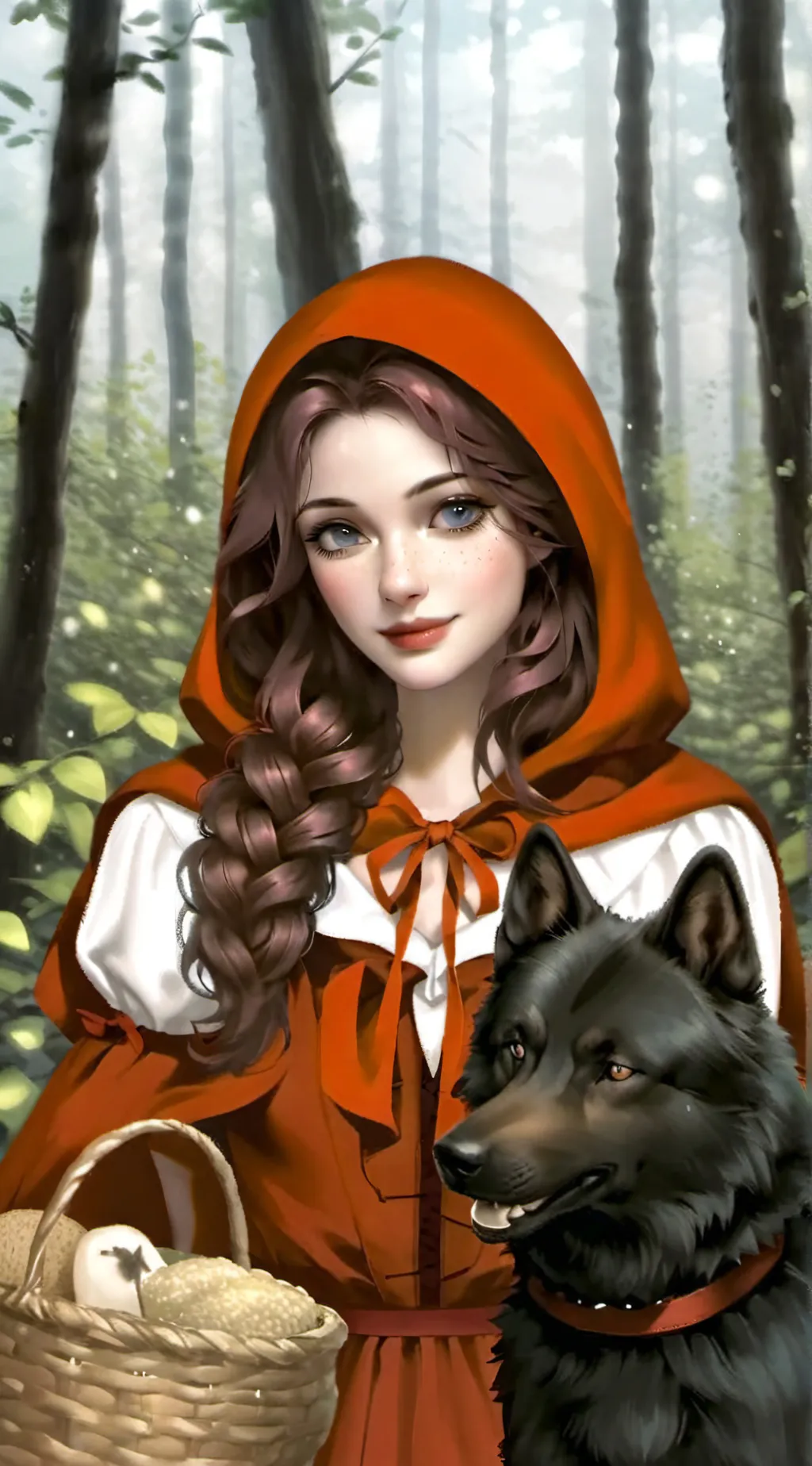 ai character: Red rideing  hood background