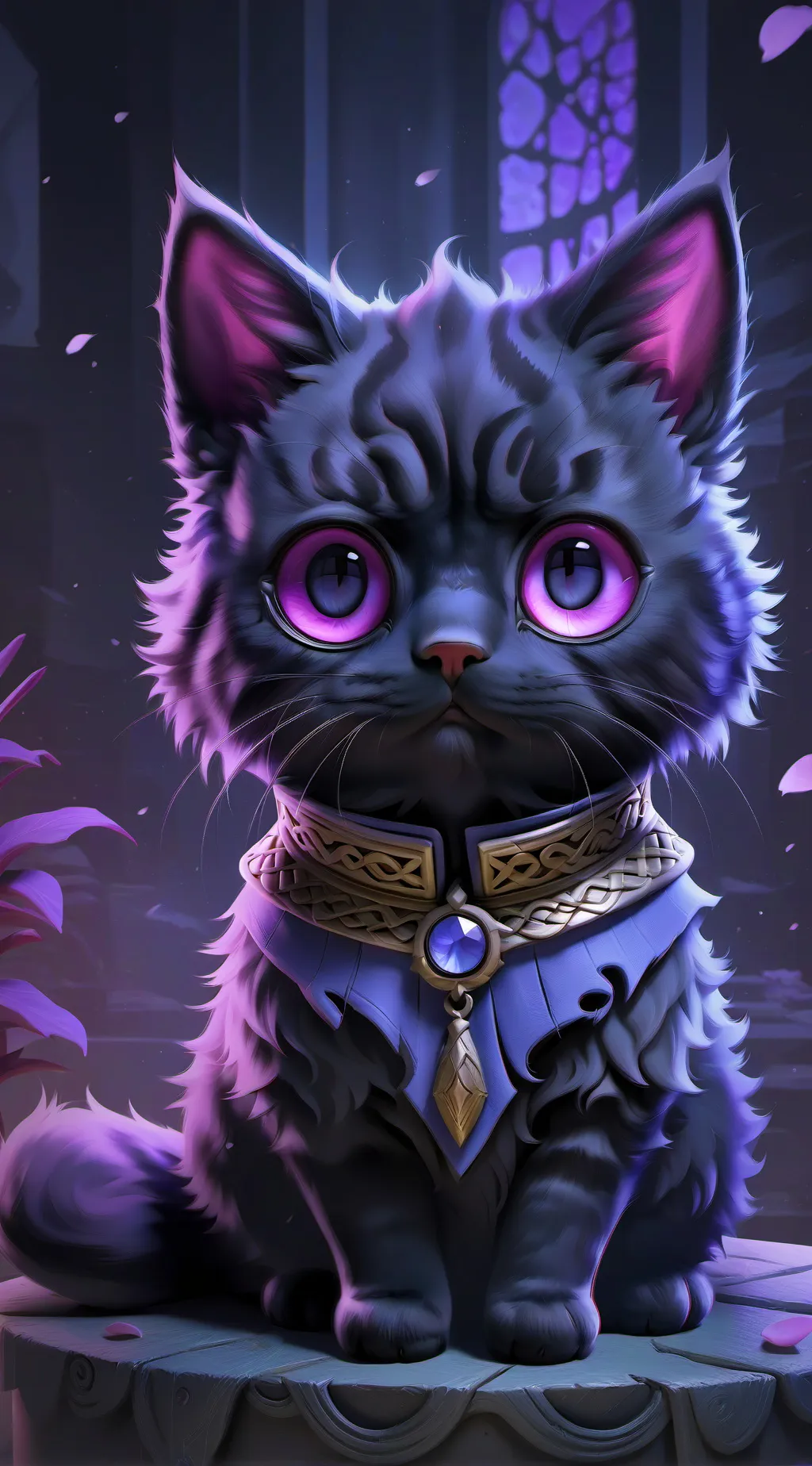 ai character: Black cat cool coo background