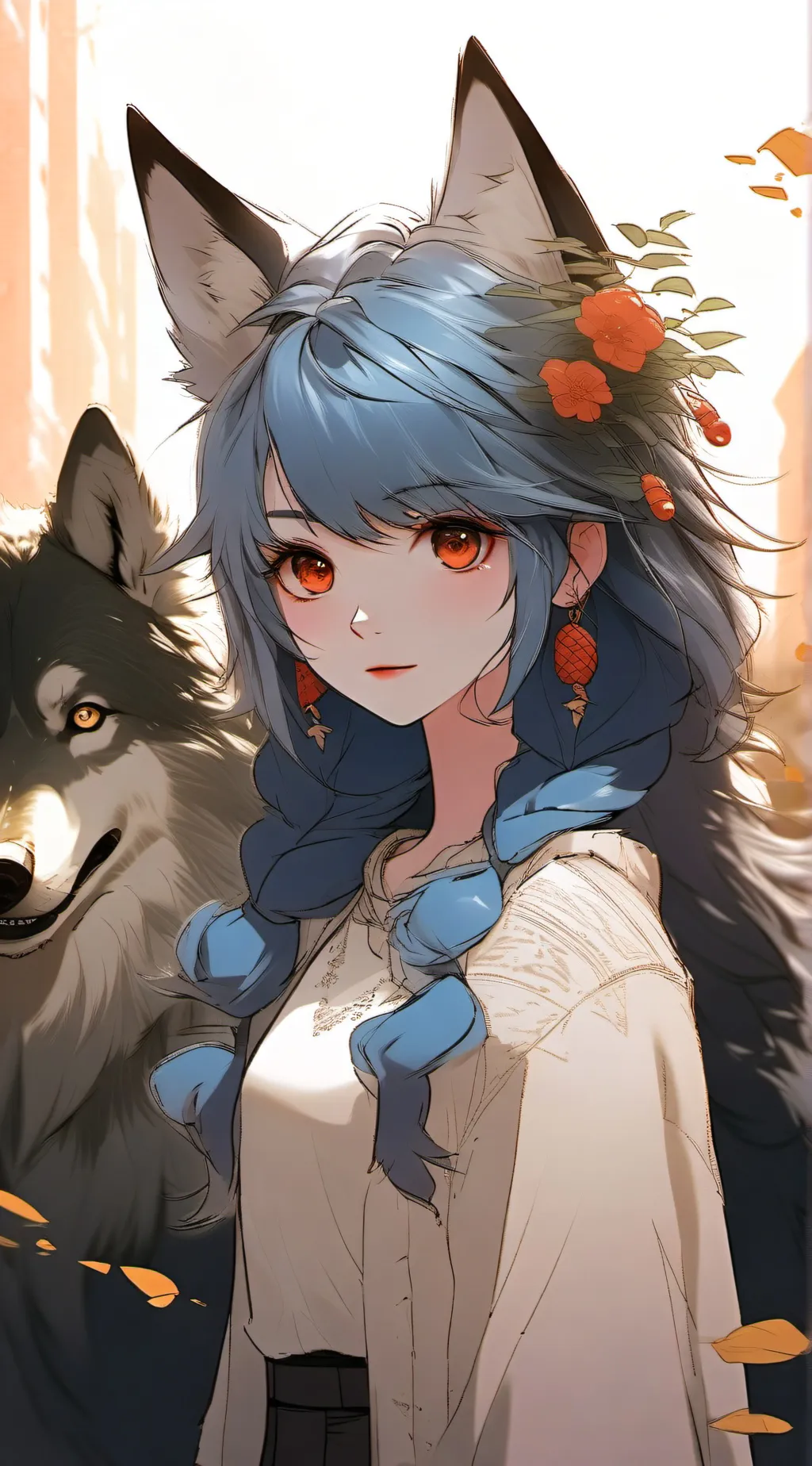 ai character: Bella the wolf  background