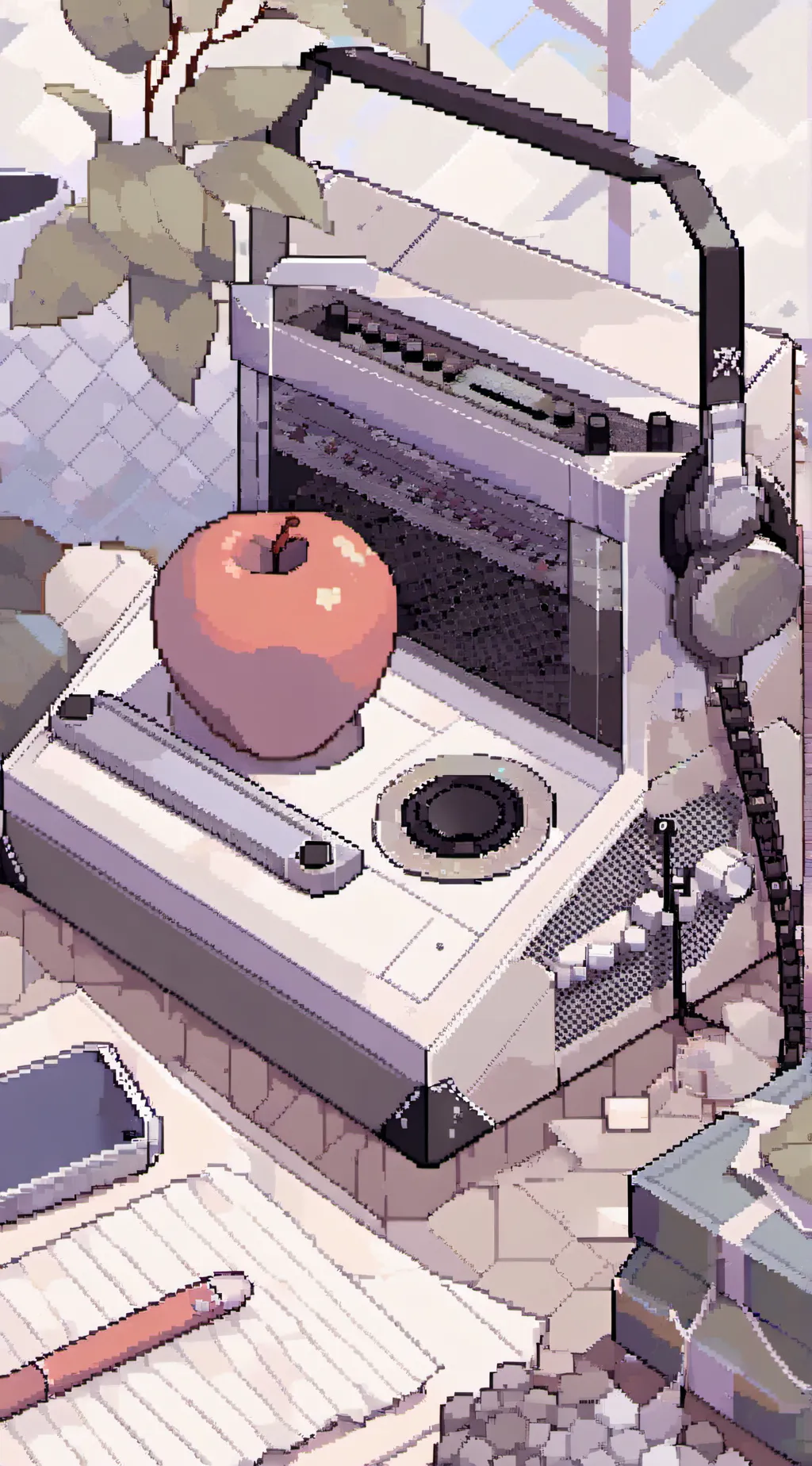 ai character: Radioapple background