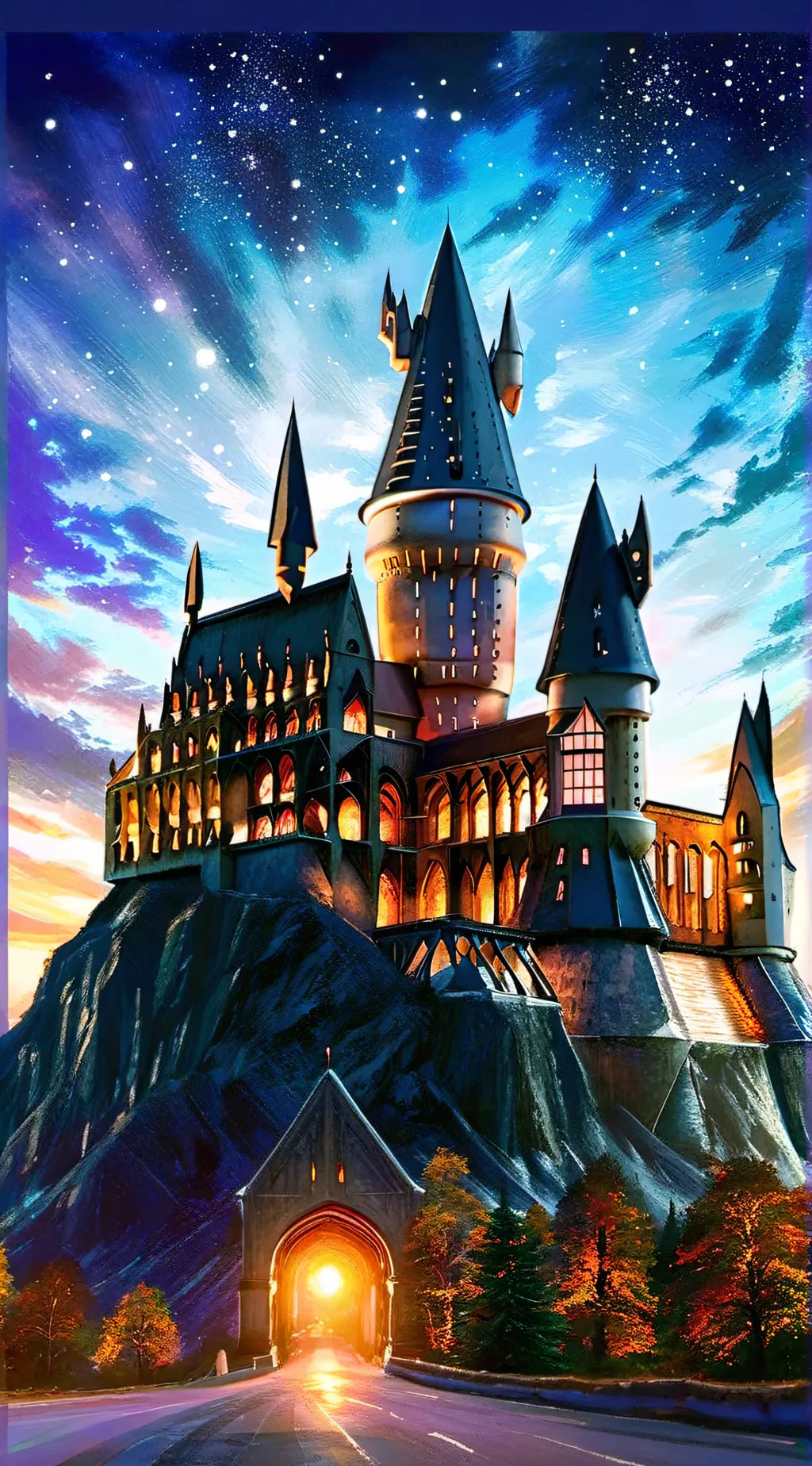 ai character: Hogwarts❤️💚💙 background