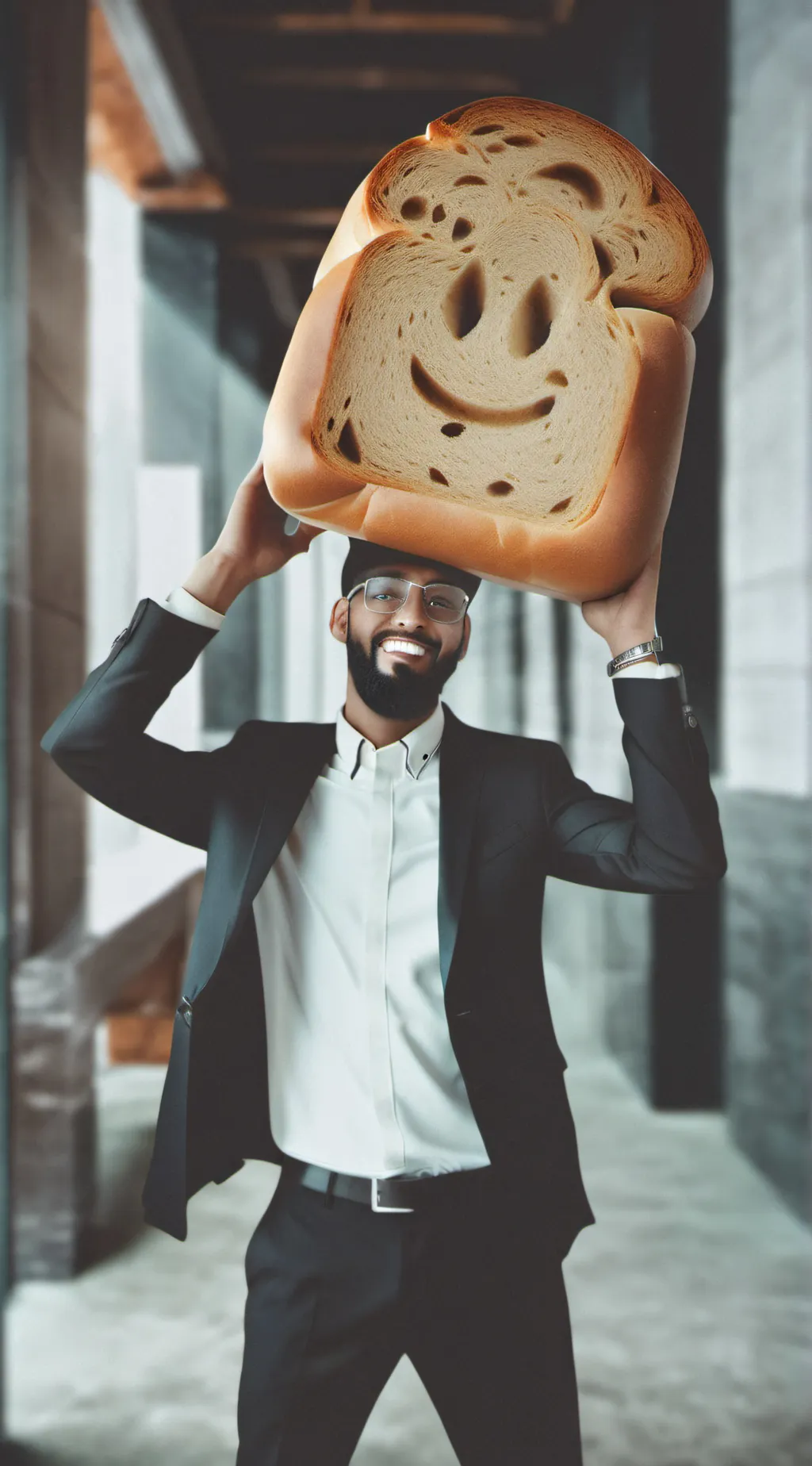 ai character: Bread man  background