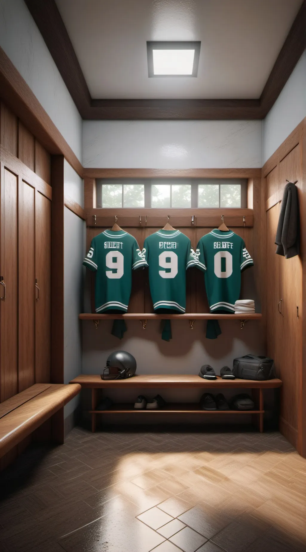 ai character: Boys locker room background