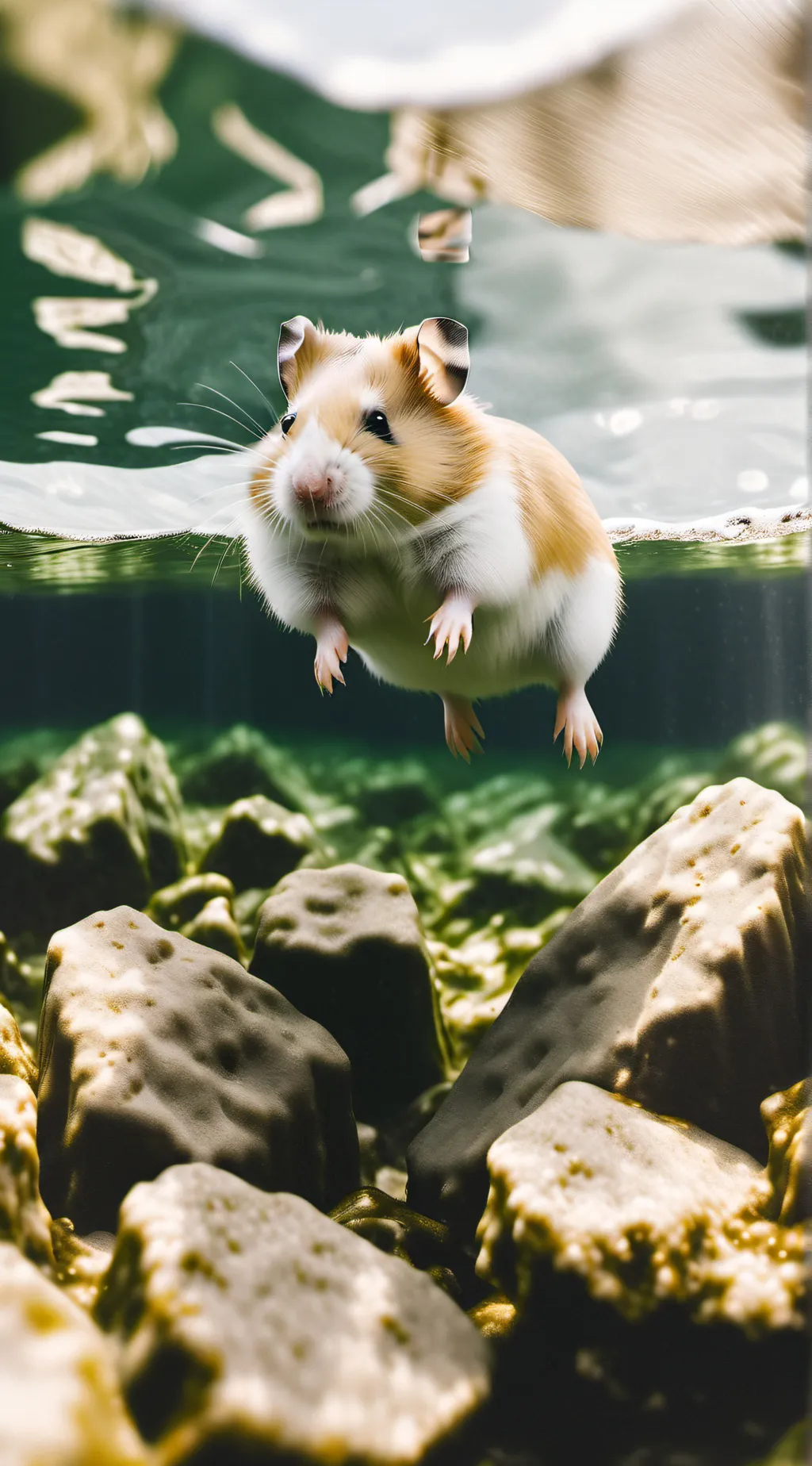 ai character: swimming hamster background