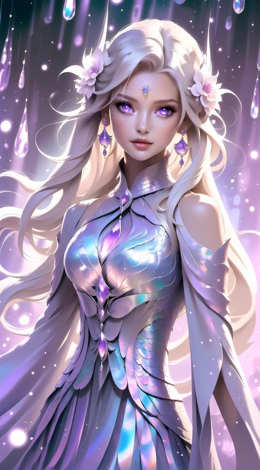 ai character:  mystery girl  background