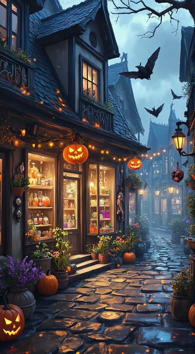 ai character: Halloween Shop Sim background