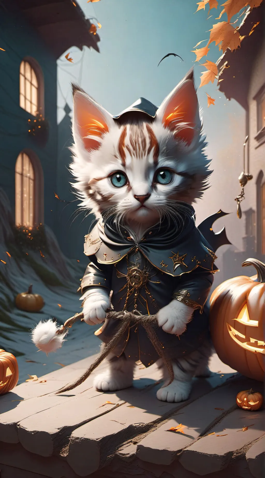 ai character: halloween kitten background