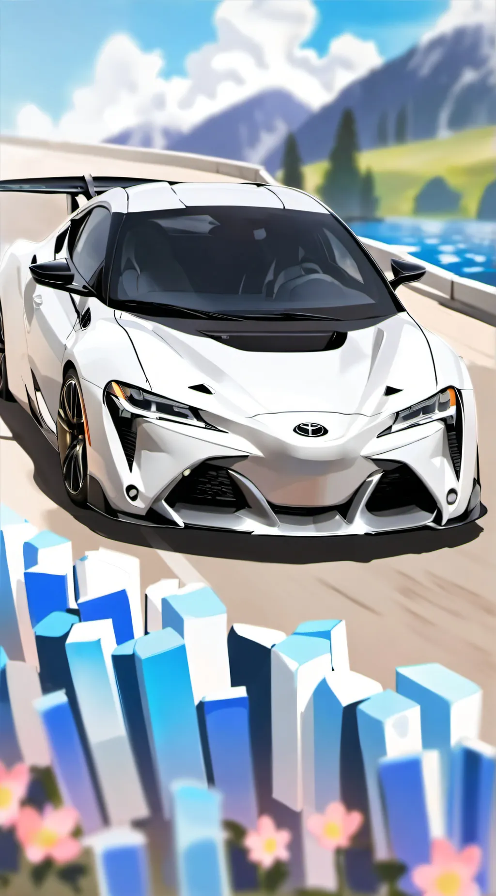 ai character: 2024 toyota supra  background